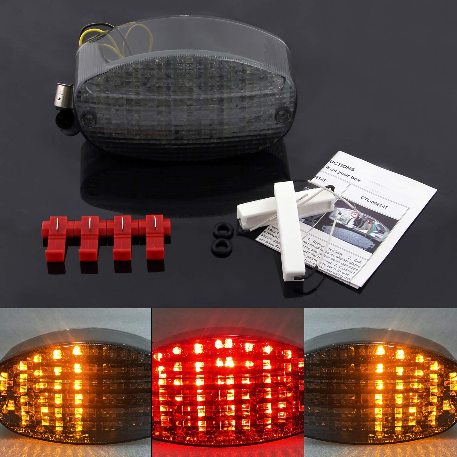 Yamaha YZF600R XVS650 XVS1100 V-Star Custom Taillight integrated Turn Signals