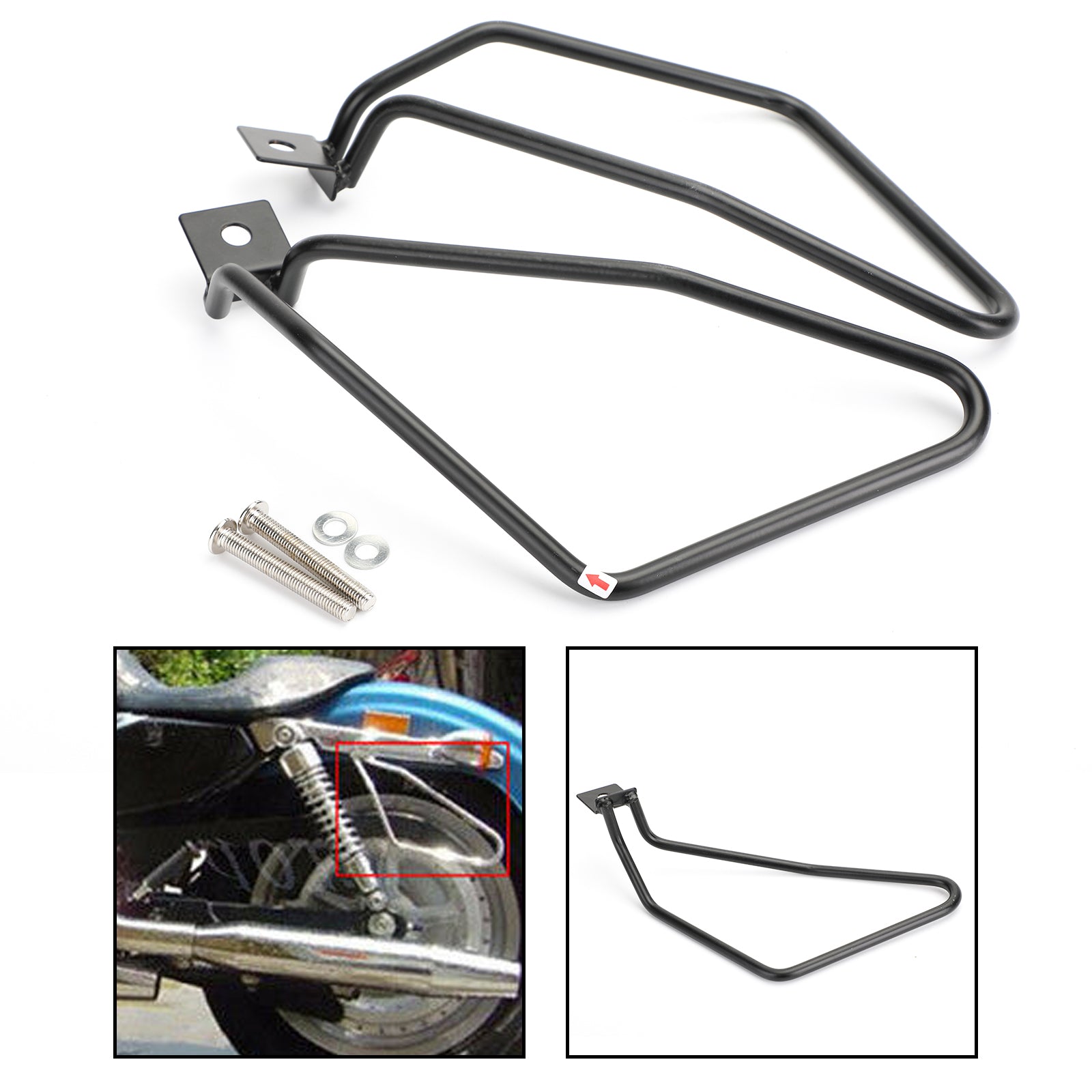 Sportster 883 Iron XL883n Dyna Black Saddlebag Podpůrné tyče