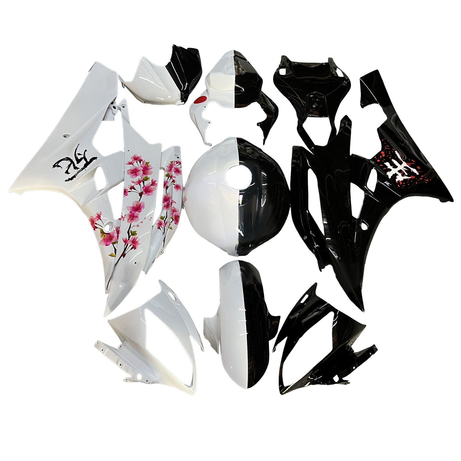 Amotopart 2006-2007 Yamaha YZF-R6 White & Black Fairing Kit