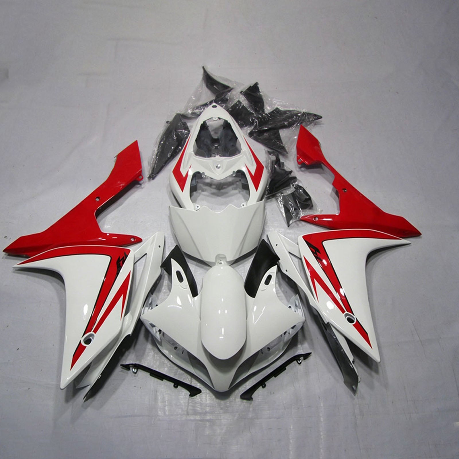 Amotopart 2007-2008 Yamaha YZF 1000 R1 White/Red Fairing Kit