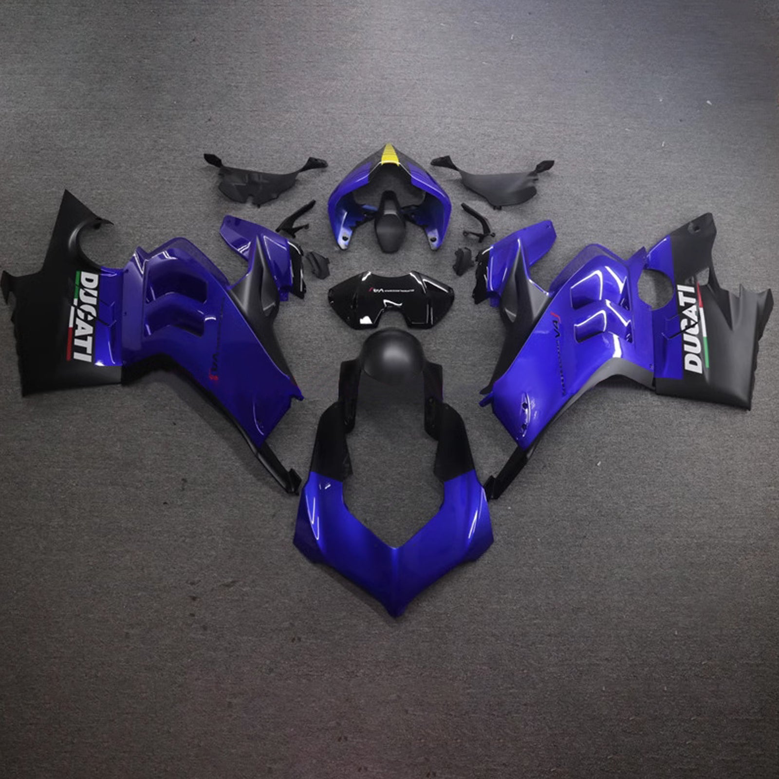 Amotopart Ducati 22-24 V4 V4S Glossy Blue Black Fairing Kit