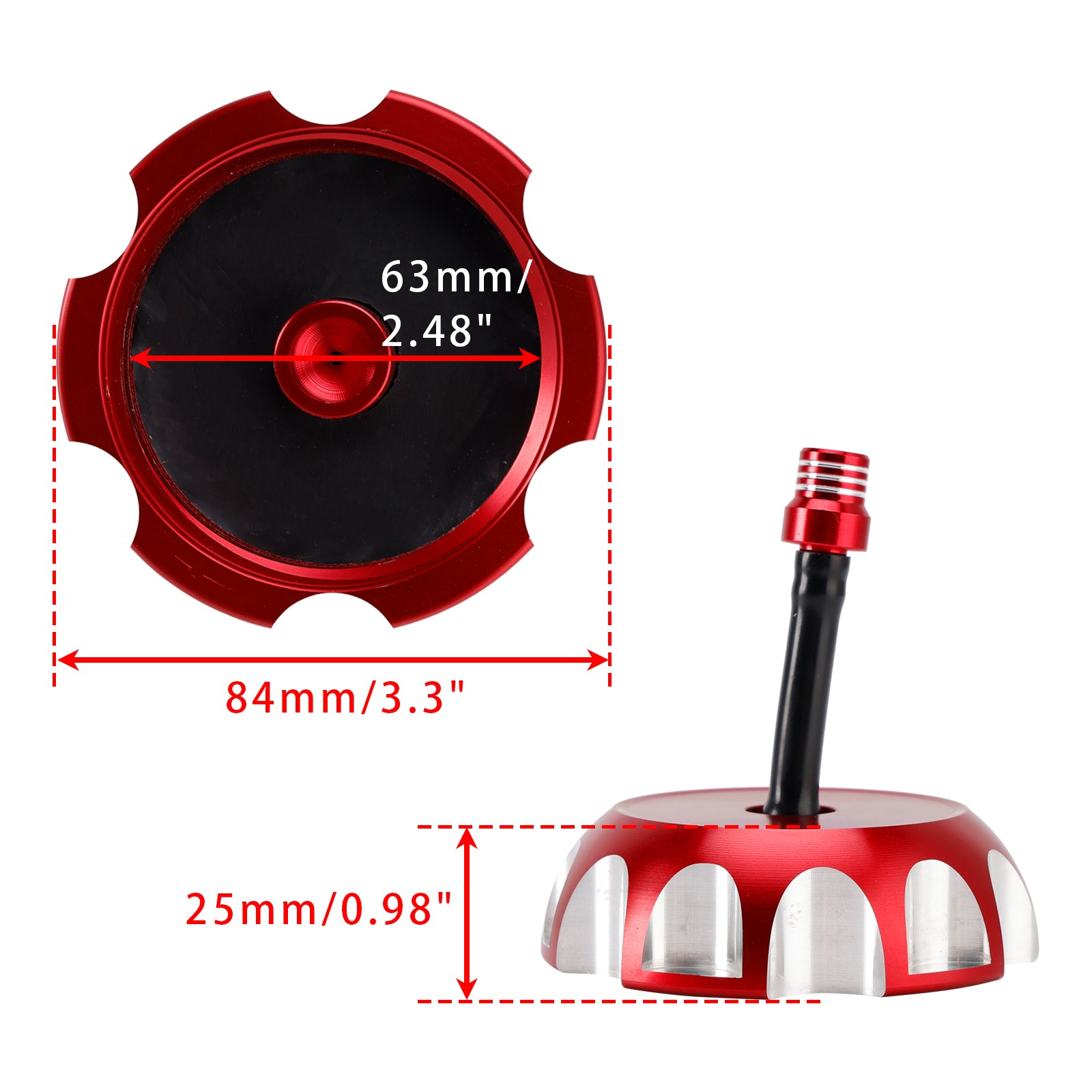 Yamaha Raptor YFM 250/350/660R YFZ450 Aluminum Fuel Tank Cap w/Vent Red