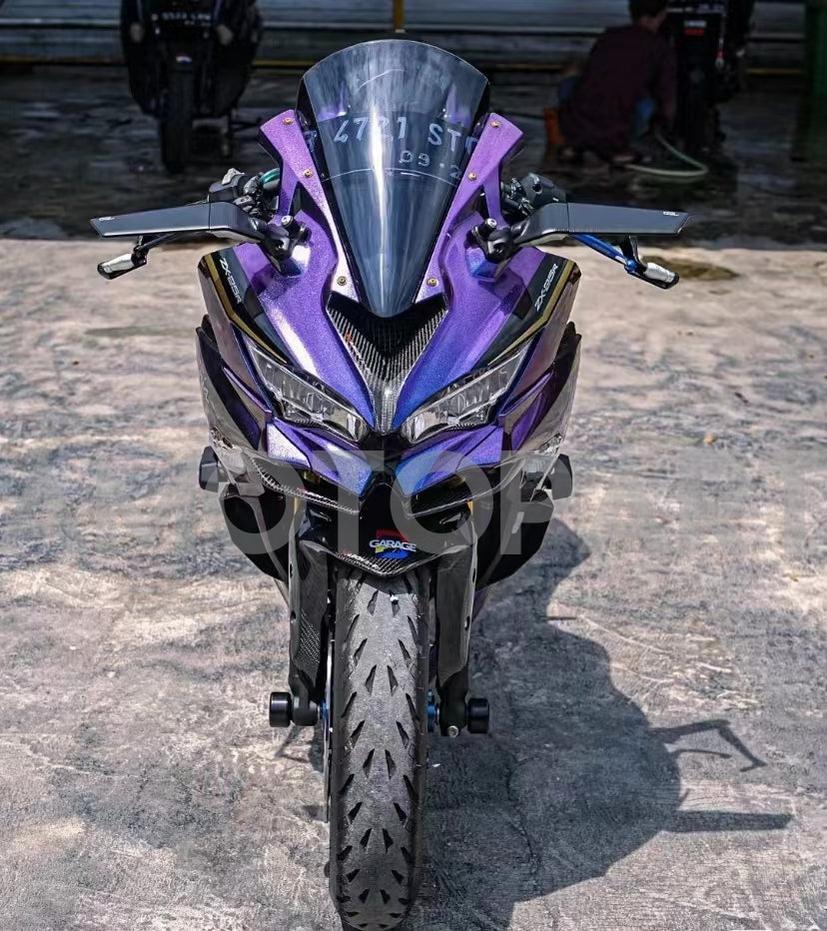Amotopart 2019-2025 Kawasaki Ninja ZX25R ZX4R ZX4RR Dégradé Violet&Kit de carénage bleu