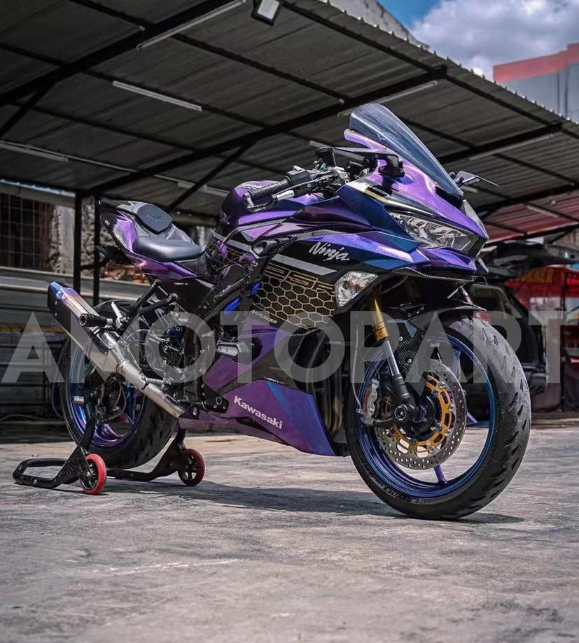 Amotopart 2019-2025 Kawasaki Ninja ZX25R ZX4R ZX4RR Dégradé Violet&Kit de carénage bleu