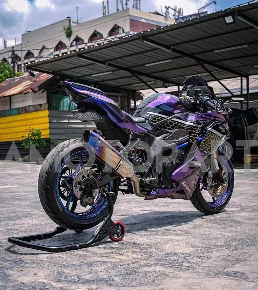 Amotopart 2019-2025 Kawasaki Ninja ZX25R ZX4R ZX4RR Dégradé Violet&Kit de carénage bleu