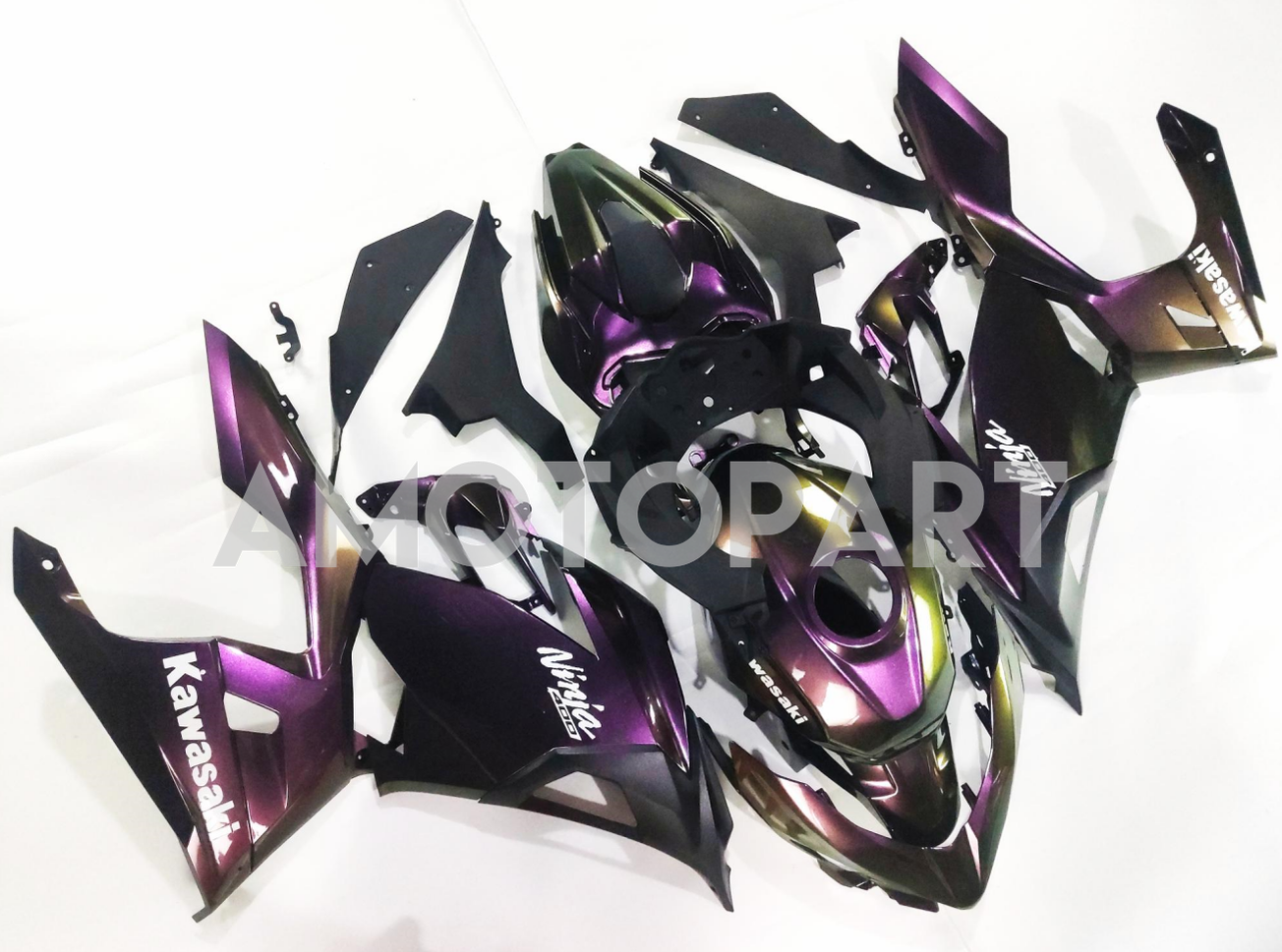 Amotopart Kawasaki EX400/Ninja400 2018-2024 Gradient Purple & Green Fairing Kit