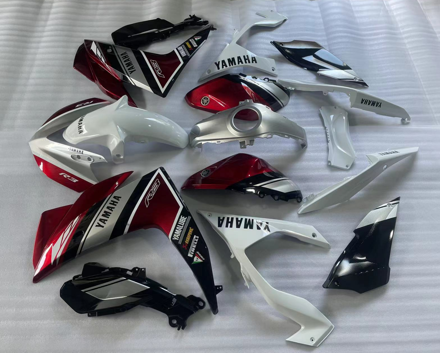 Amotopart Yamaha 2014-2018 YZF-R3 2015-2017 R25 Fairing Black Red Kit