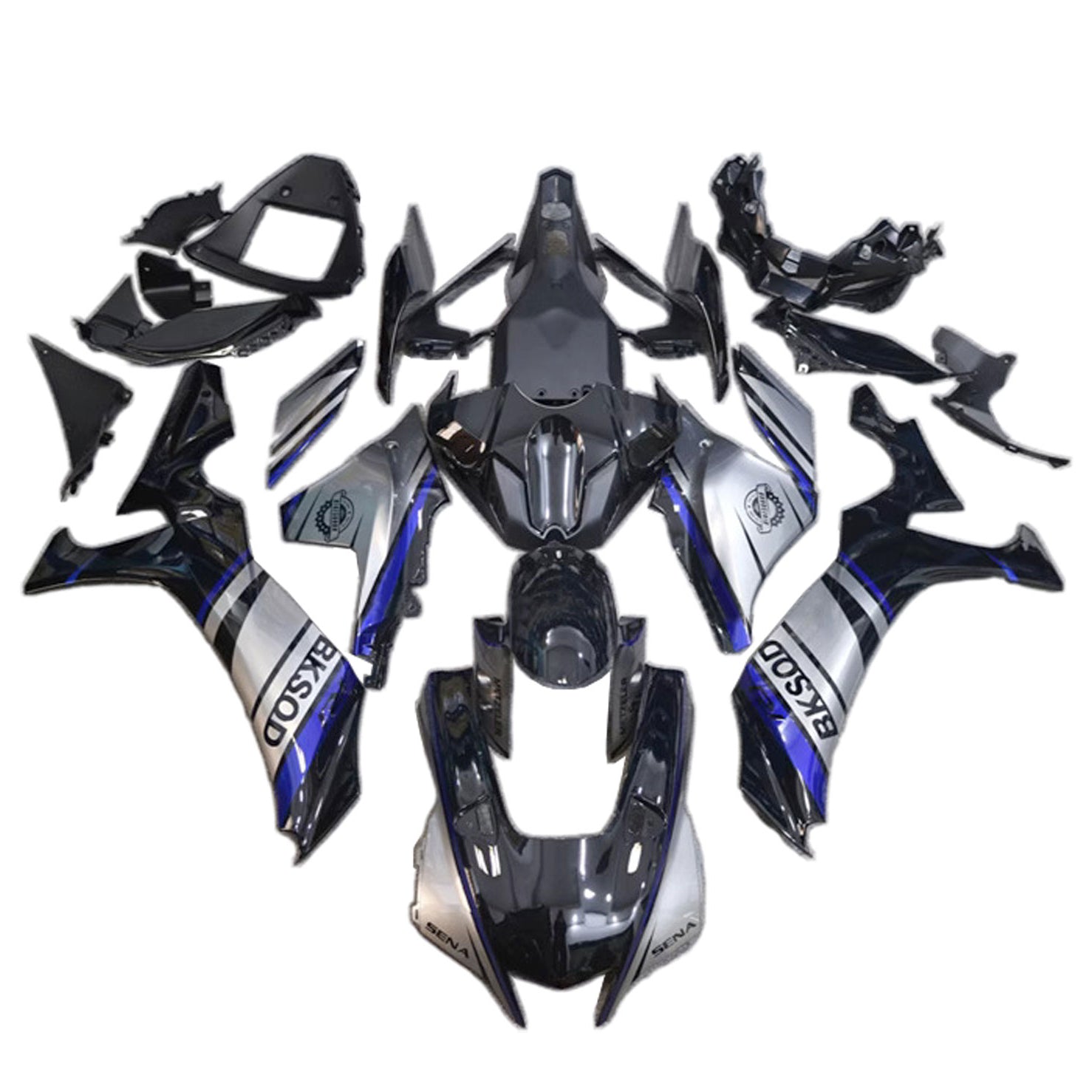 Amotopart 2020-2025 Yamaha YZF R1 Black Grey Blue Fairing Kit