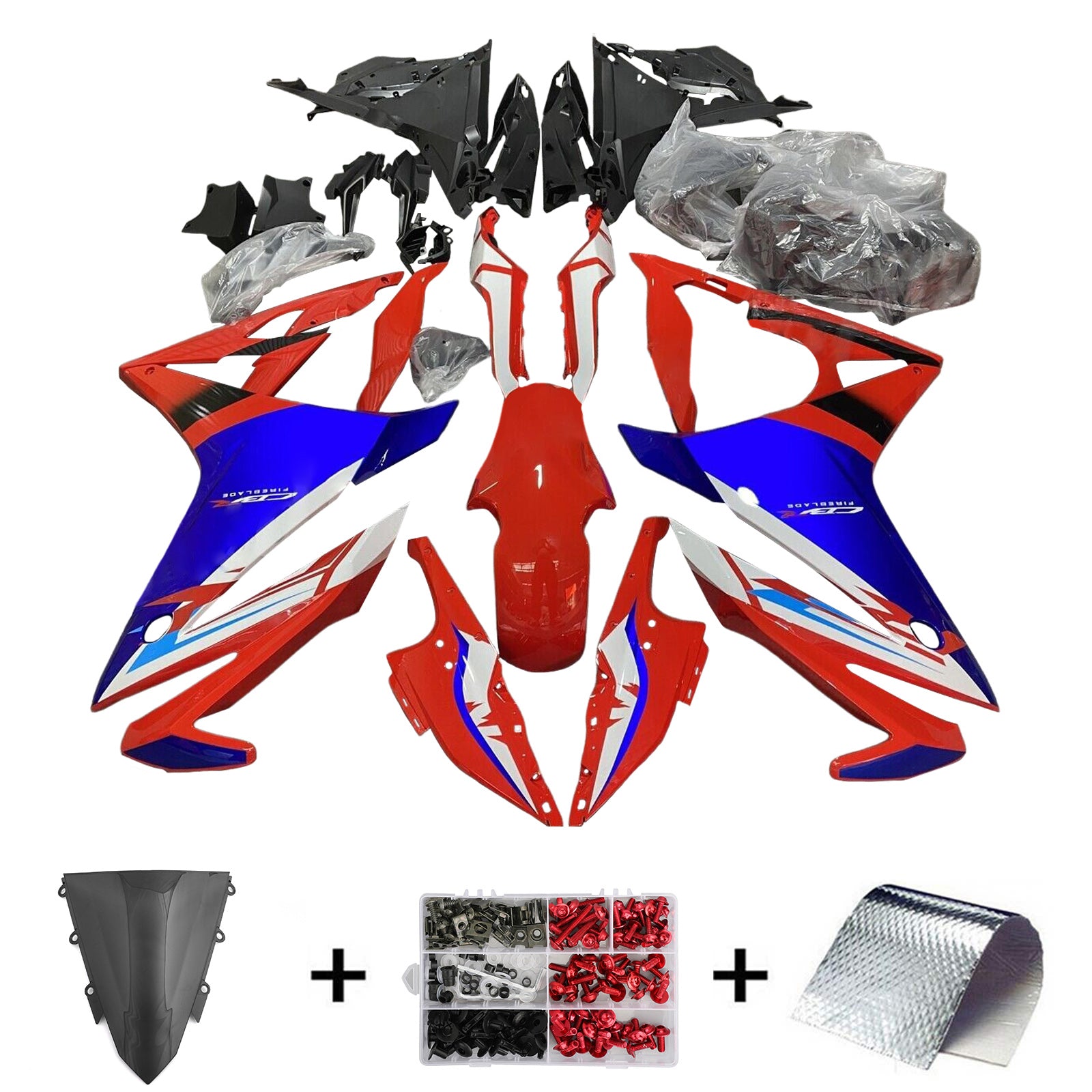 Amotopart 2016-2018 Honda CBR500R Red Blue Black Fairing Kit