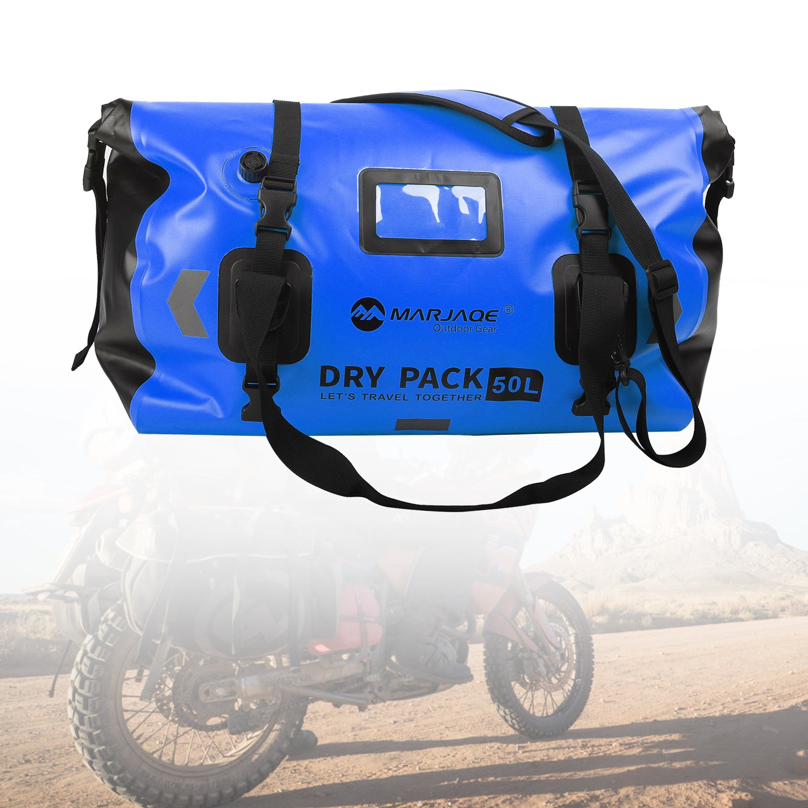 Motorcycle Universal Saddlebag Side Storage Tail Bag Pu Luggage 80L Blue