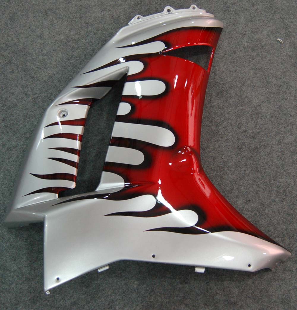 Kit de carenagem Amotopart 2007-2008 Kawasaki ZX6R 636 Sliver Vermelho