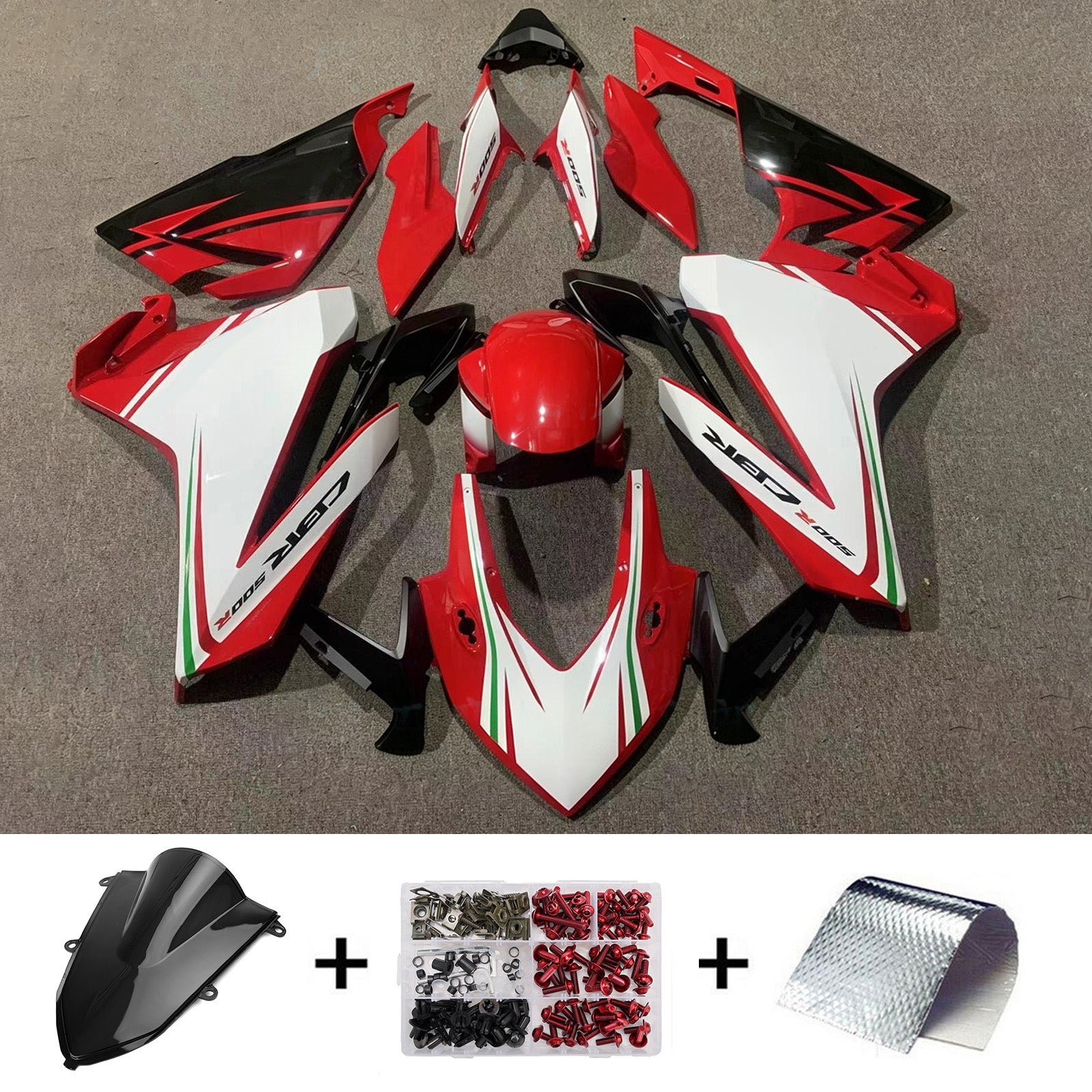 Amotopart 2019-2021 ホンダ CBR500R ホワイト/レッド フェアリングキット