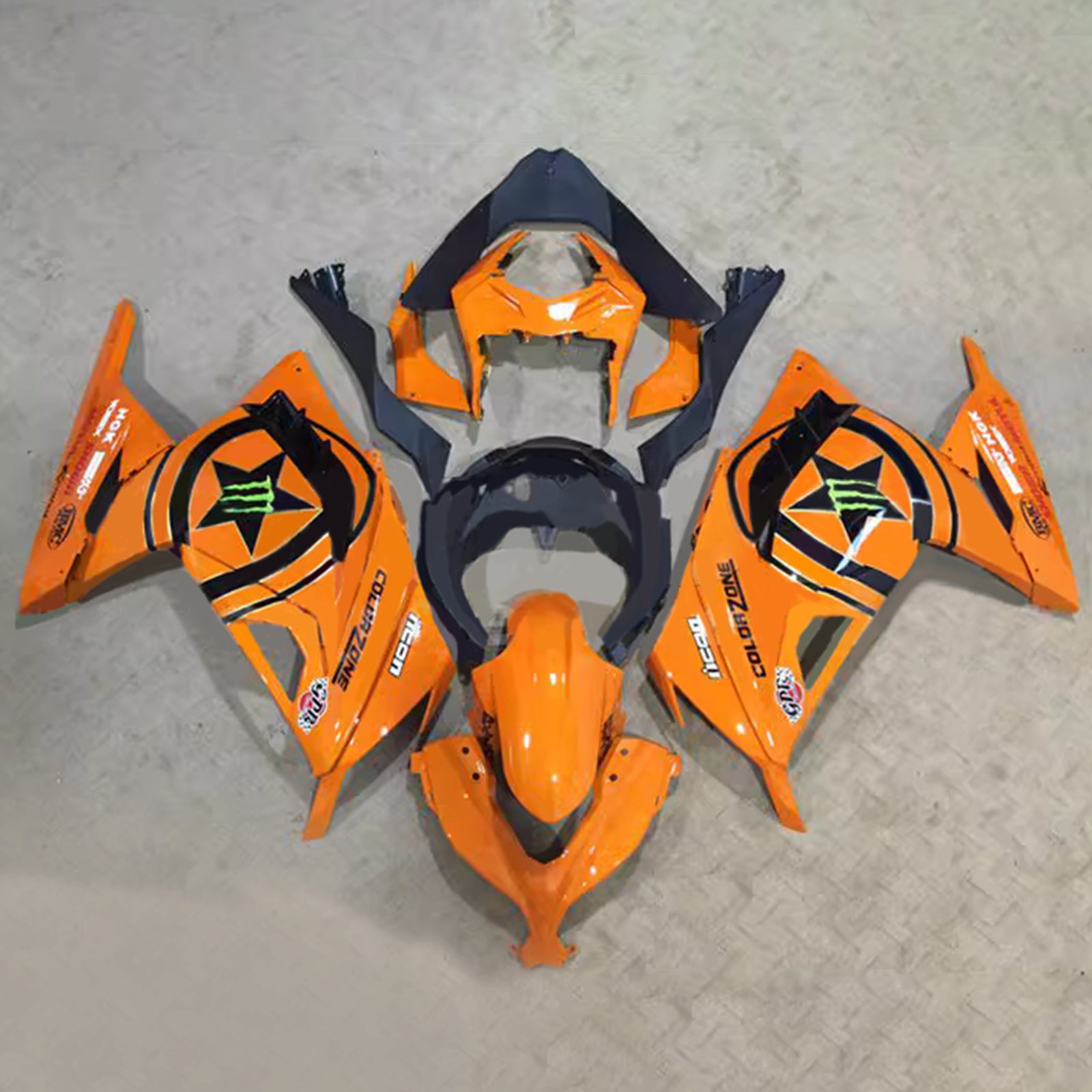 Amotopart 2013-2024 Kawasaki EX300/Ninja300 Orange Black Fairing Kit