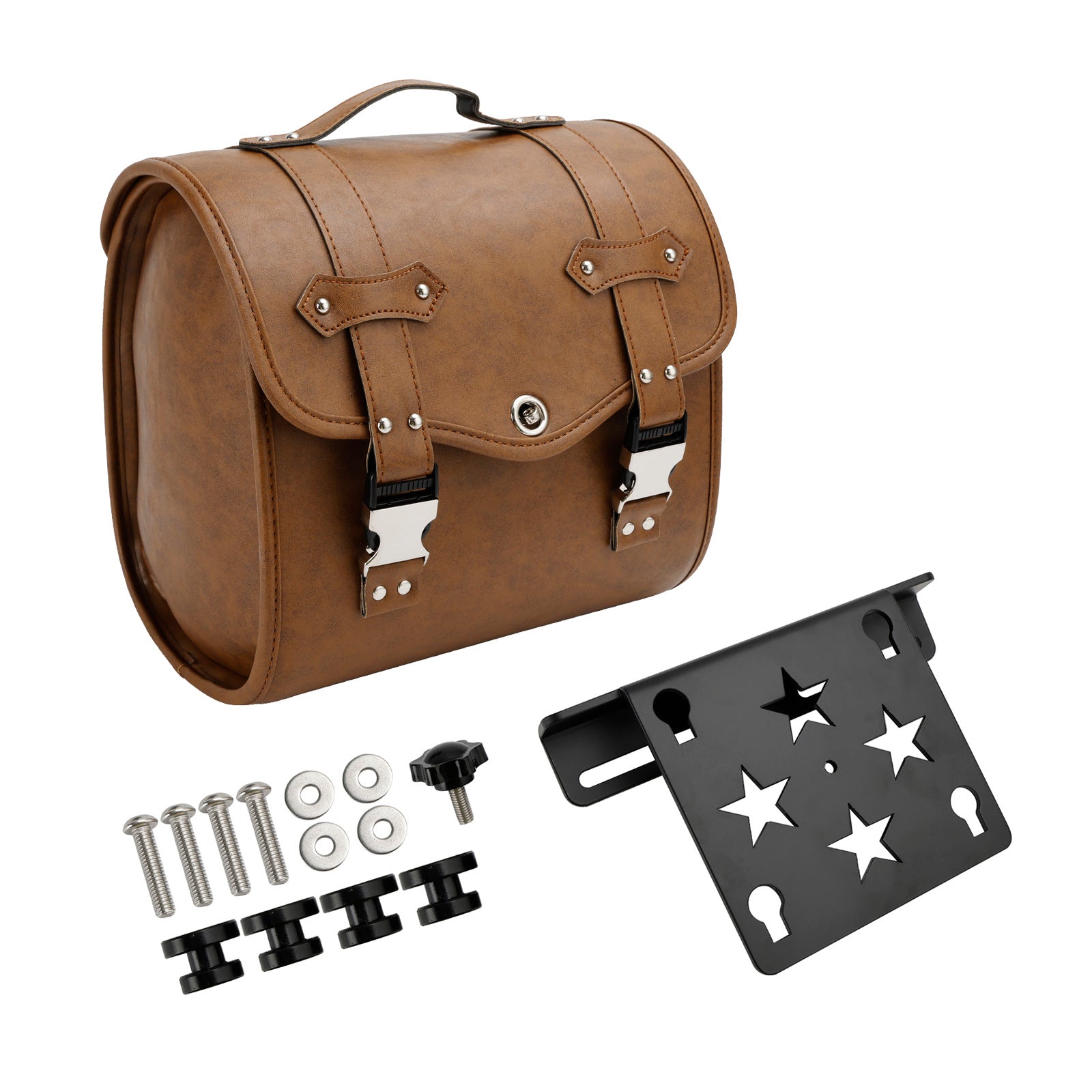 Cruiser Adv Cafe Side Tool Bag Saddlebag Quick Release Luggage Kit Brown