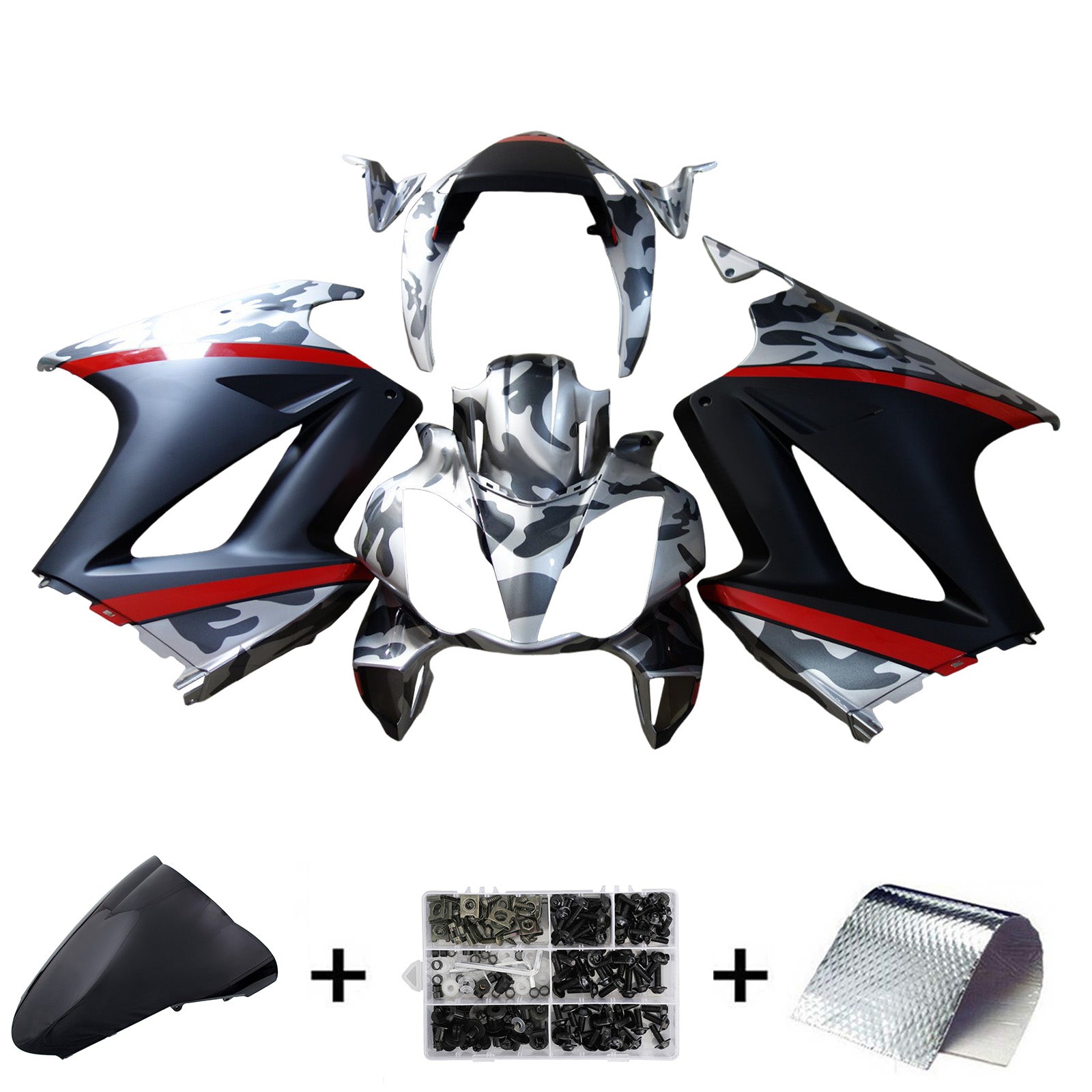 Amotopart 2002-2012 Honda VFR800 Black Grey Red Line Fairing Kit