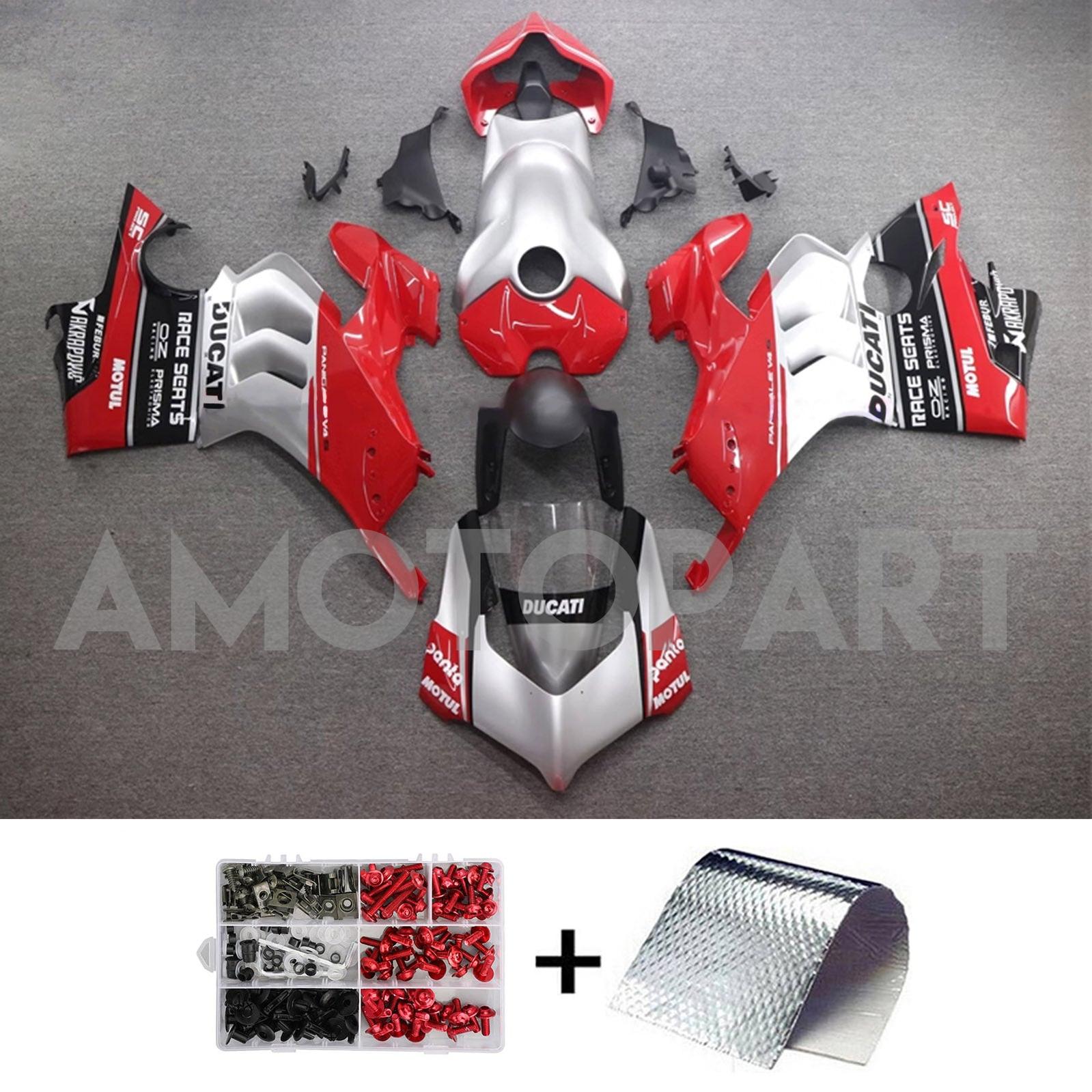 Amotopart Ducati 20-21 Panigale V4 V4S Black Silver Red Fairing Kit