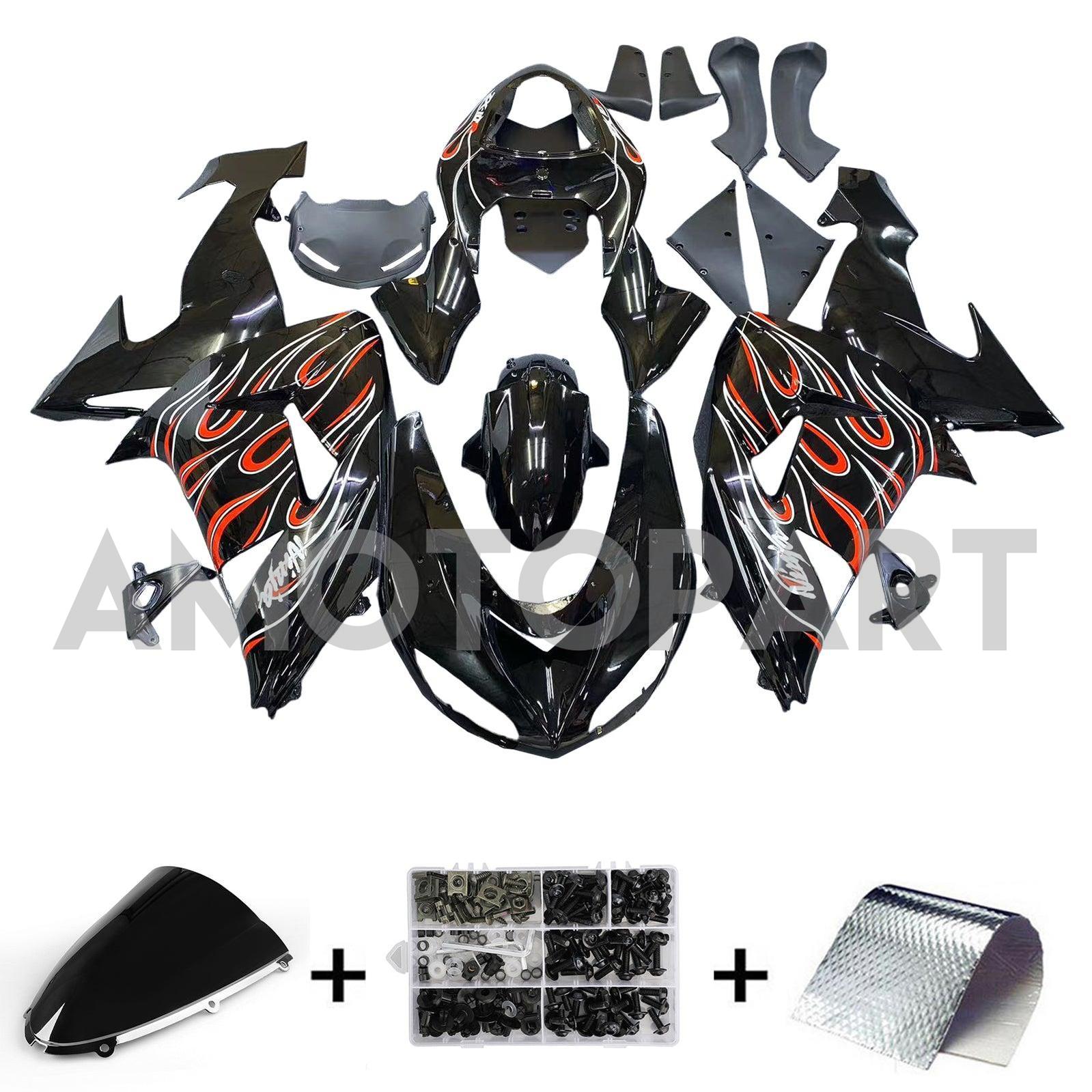 Amotopart 2006-2007 Kawasaki ZX10R Black Orange Fairing Kit