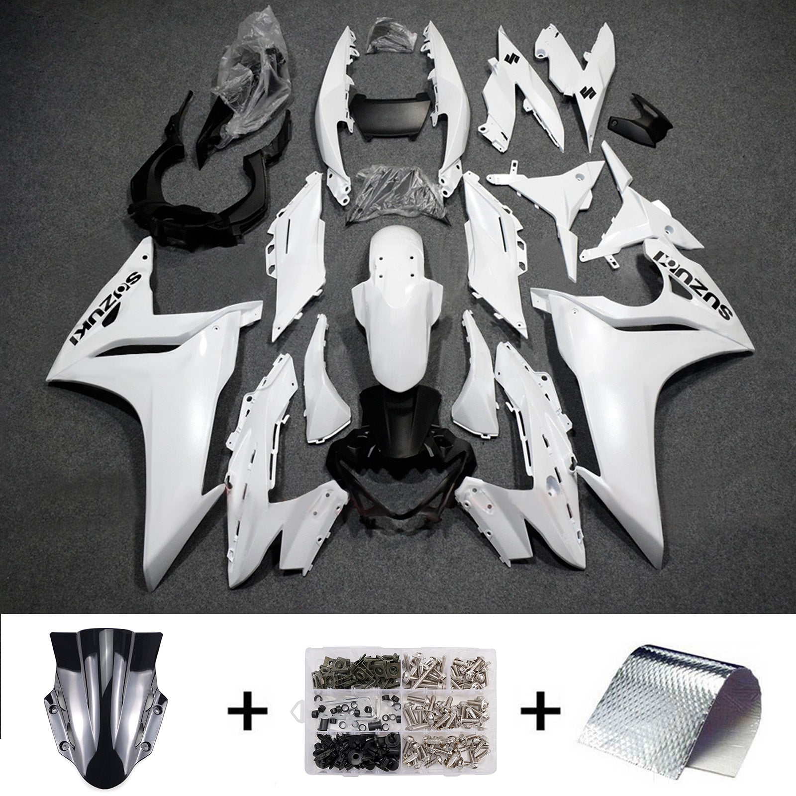 Amotopart 2017-2020 Suzuki GSX250R White Black Fairing Kit
