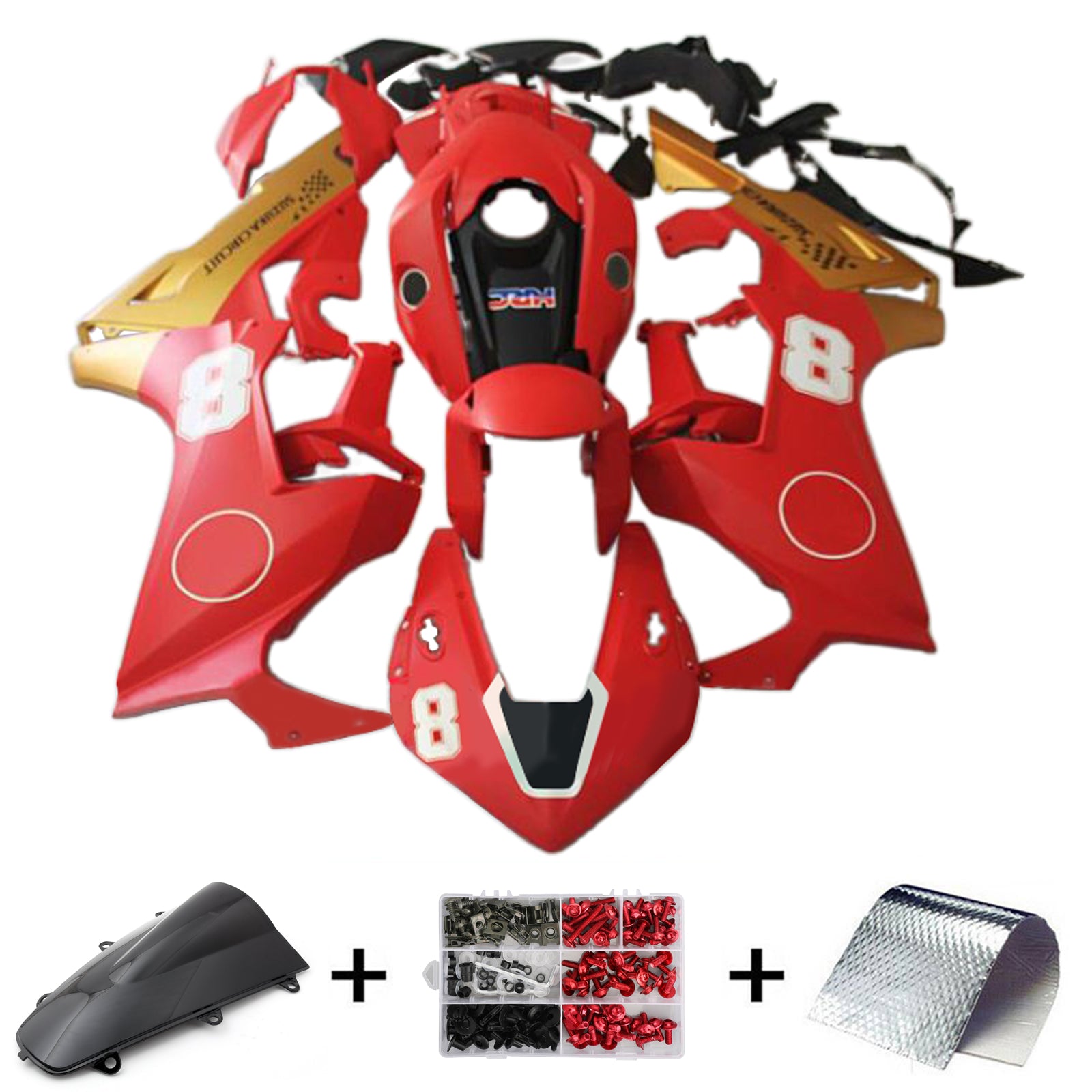 Amotopart 2017-2025 CBR1000RR Honda Rouge&Kit de carénage orange