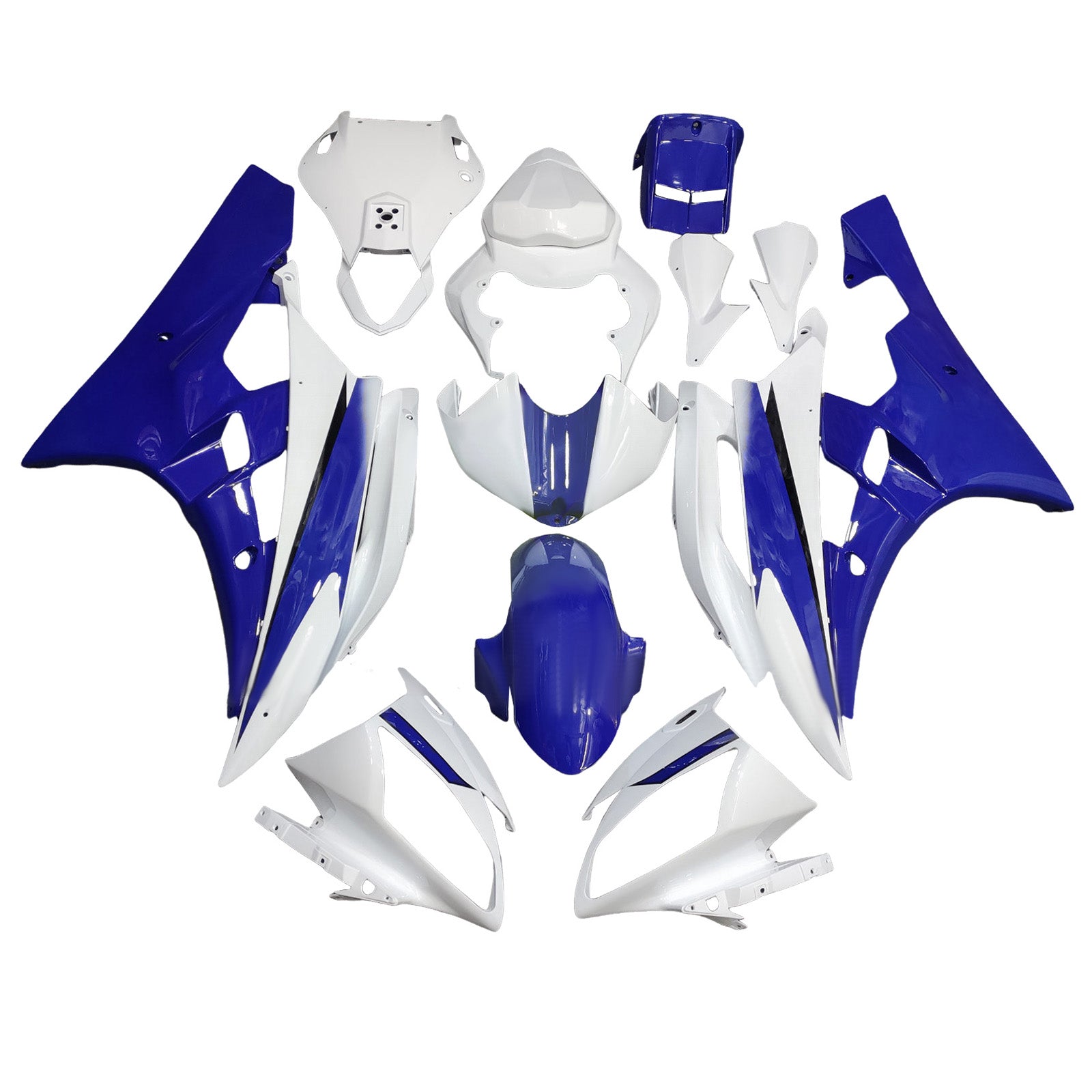 Amotopart 2006-2007 Yamaha YZF-R6 Blue & White Fairing Kit