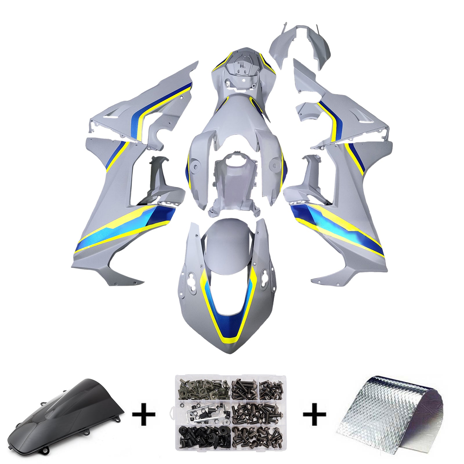 Amotopart 2017-2023 Honda CBR1000rr Kit de carénage jaune bleu gris