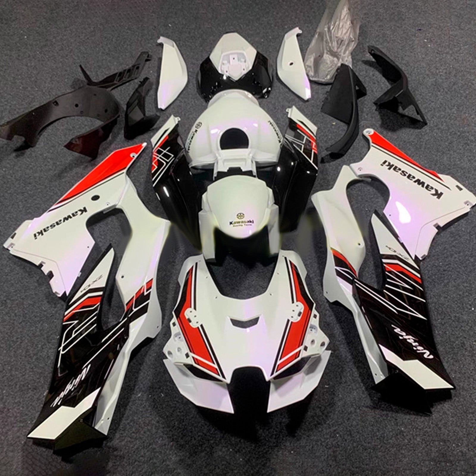 Amotopart 2021-2025 Kawasaki ZX-10R/ZX-10RR White Red Black Fairing Kit