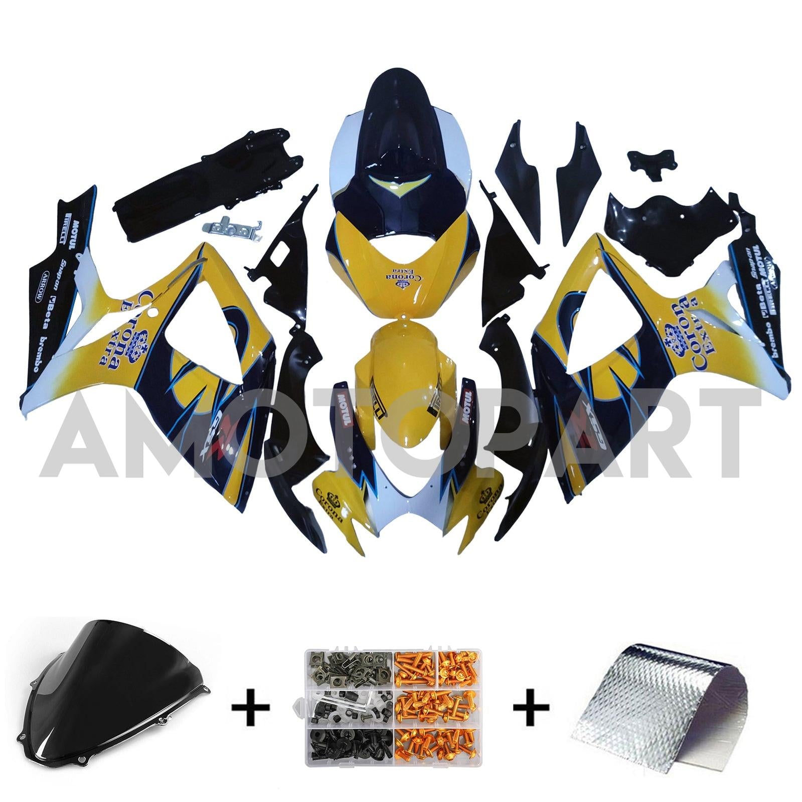 Amotopart 2006-2007 Suzuki GSXR 600/750 Yellow Black Fairing Kit