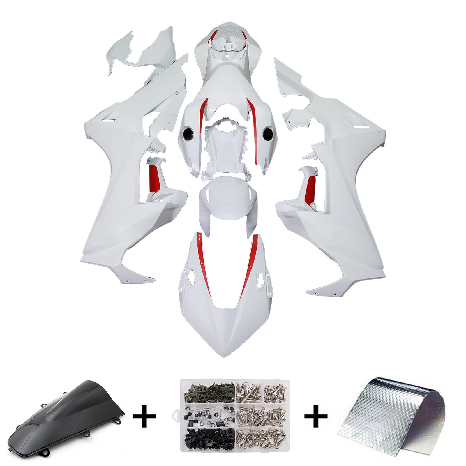 Amotopart 2017-2023 Honda CBR1000rr Kit de carénage de ligne rouge blanc