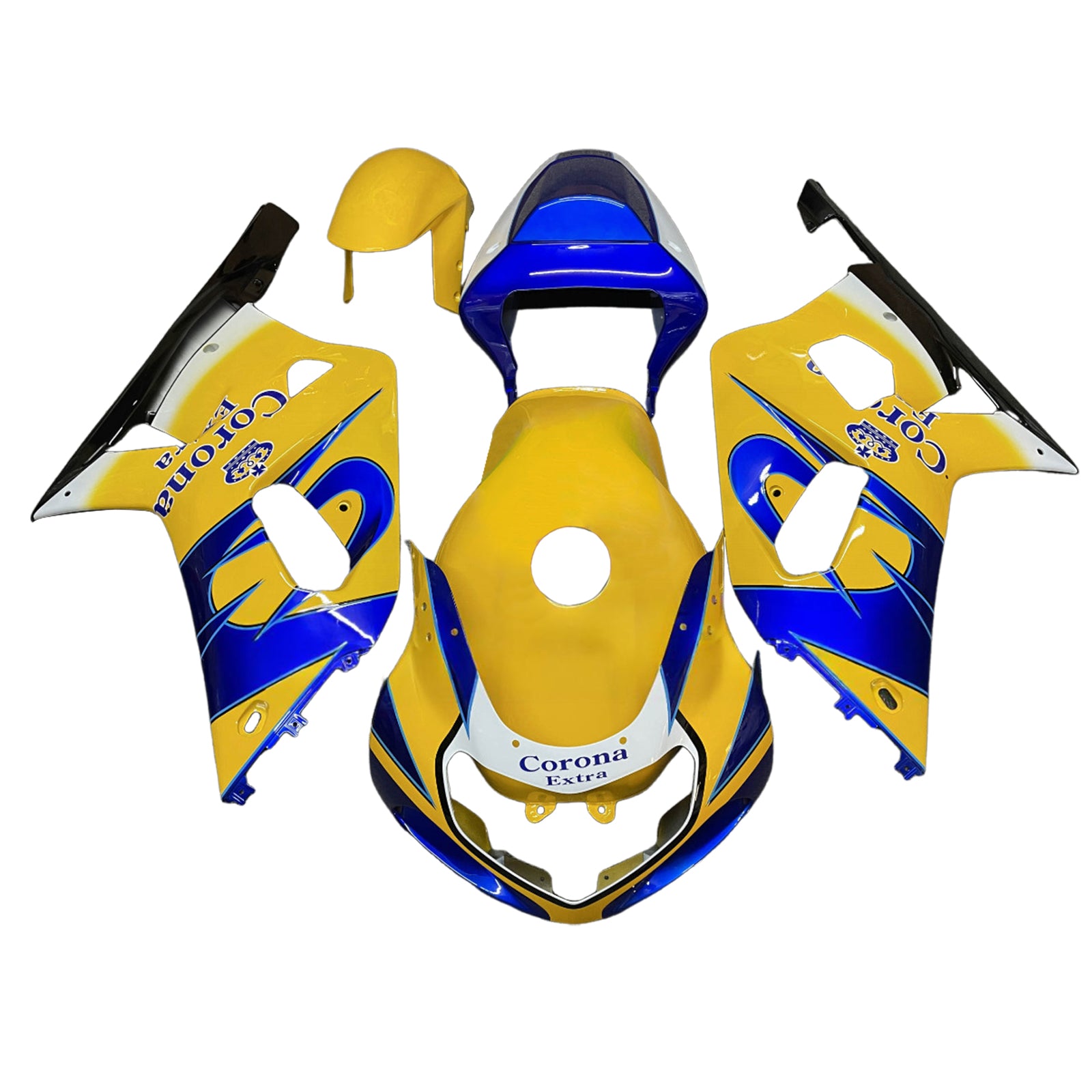 Amotopart 2001-2003 Suzuki GSXR 600 2000-2003 Suzuki GSXR 750 Kit de carénage bleu jaune