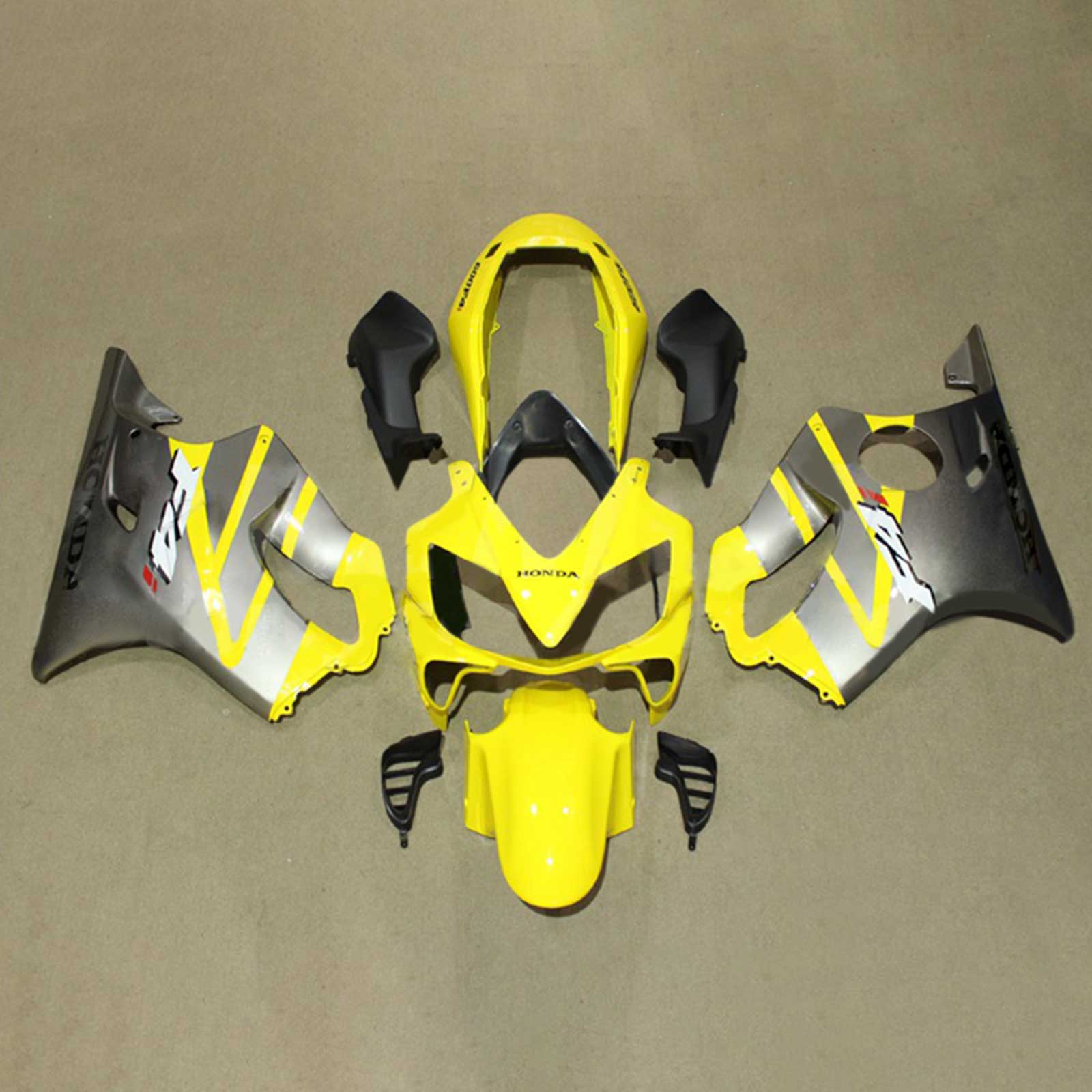 Amotopart 2004-2007 CBR600 F4I Honda Yellow & Grey Fairing Kit