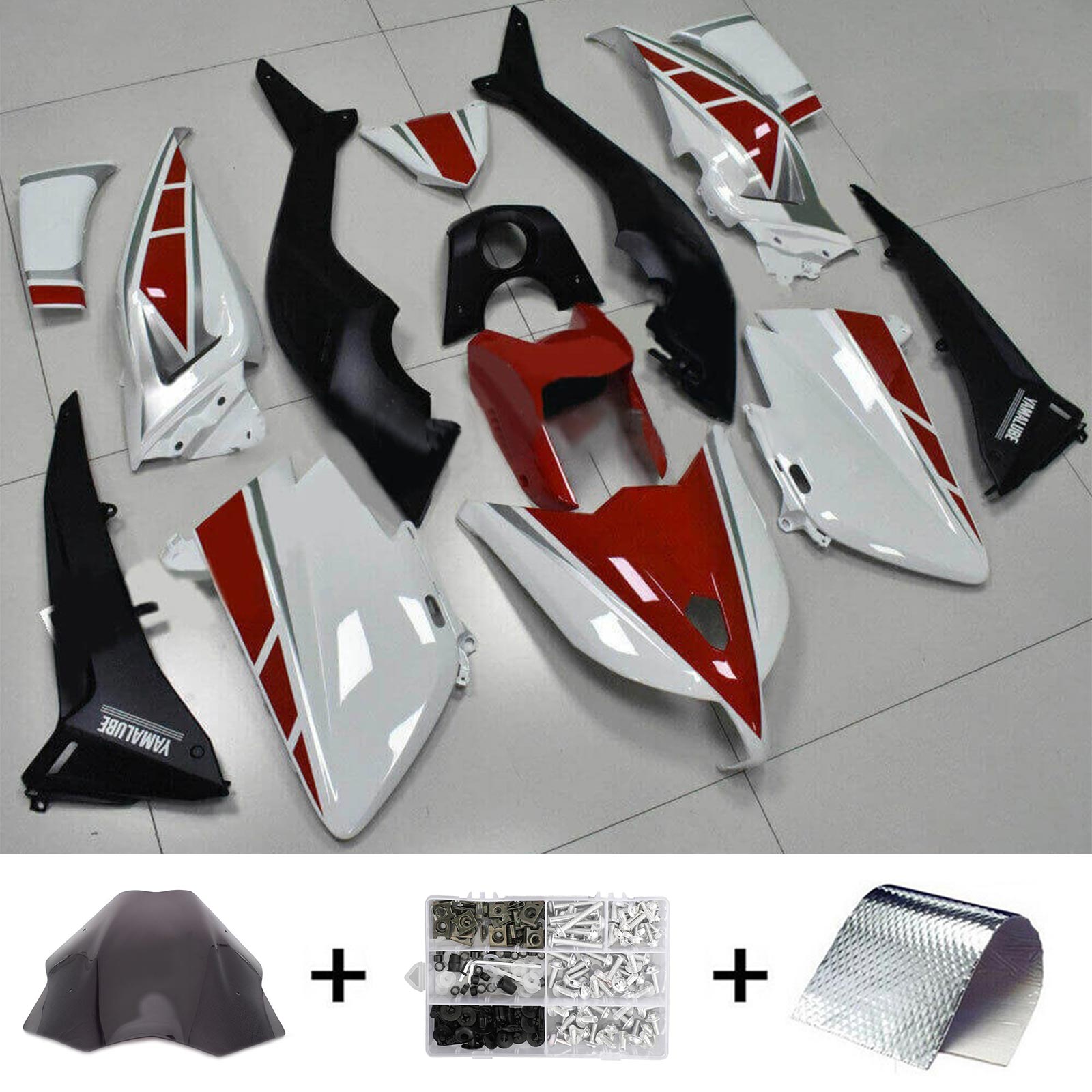 Amotopart 2012-2014 Yamaha T-Max Tmax530 Red e White Style3 Kit de carenagem