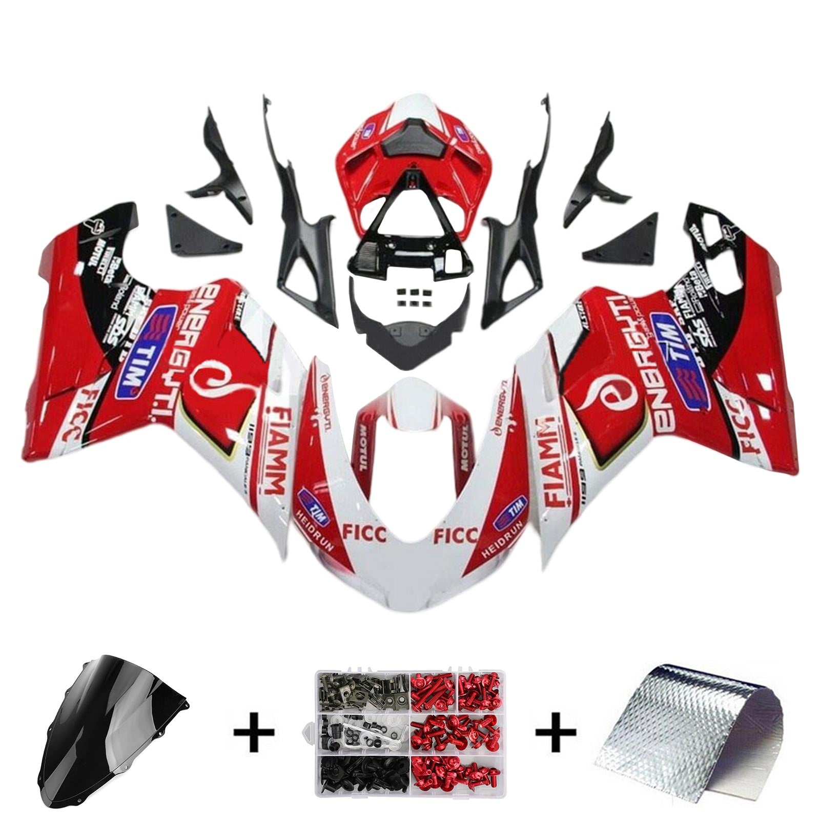 Amotopart 2015-2020 Ducati 959 Red White Style 1 Fairing Kit