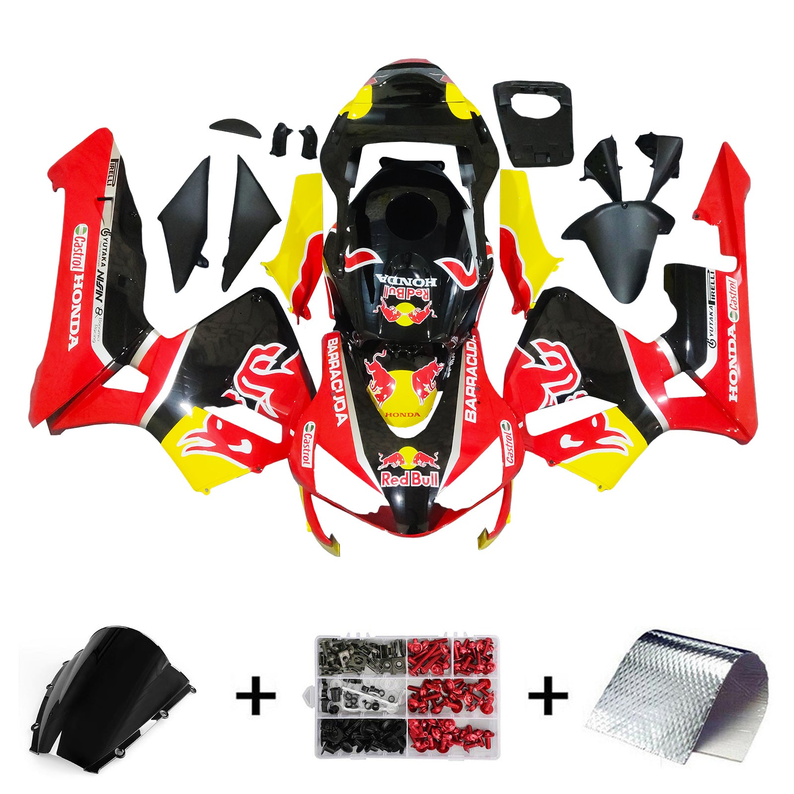 Amotopart 2003-2004 Honda CBR600RR Black Red Yellow Fairing Kit