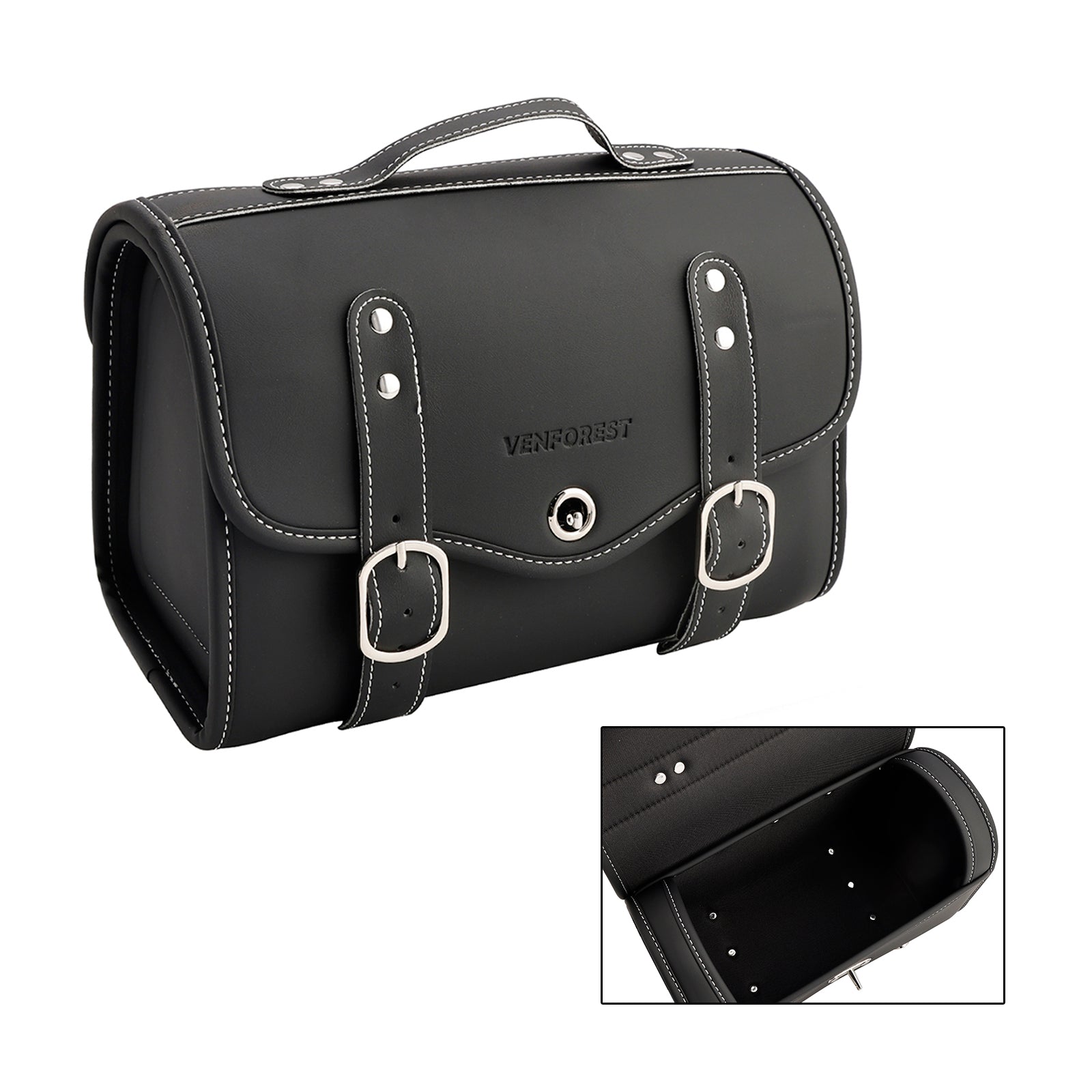 Saddlebag Side Storage Tail Bag Universal Color Matching PU White for Motorcycle White