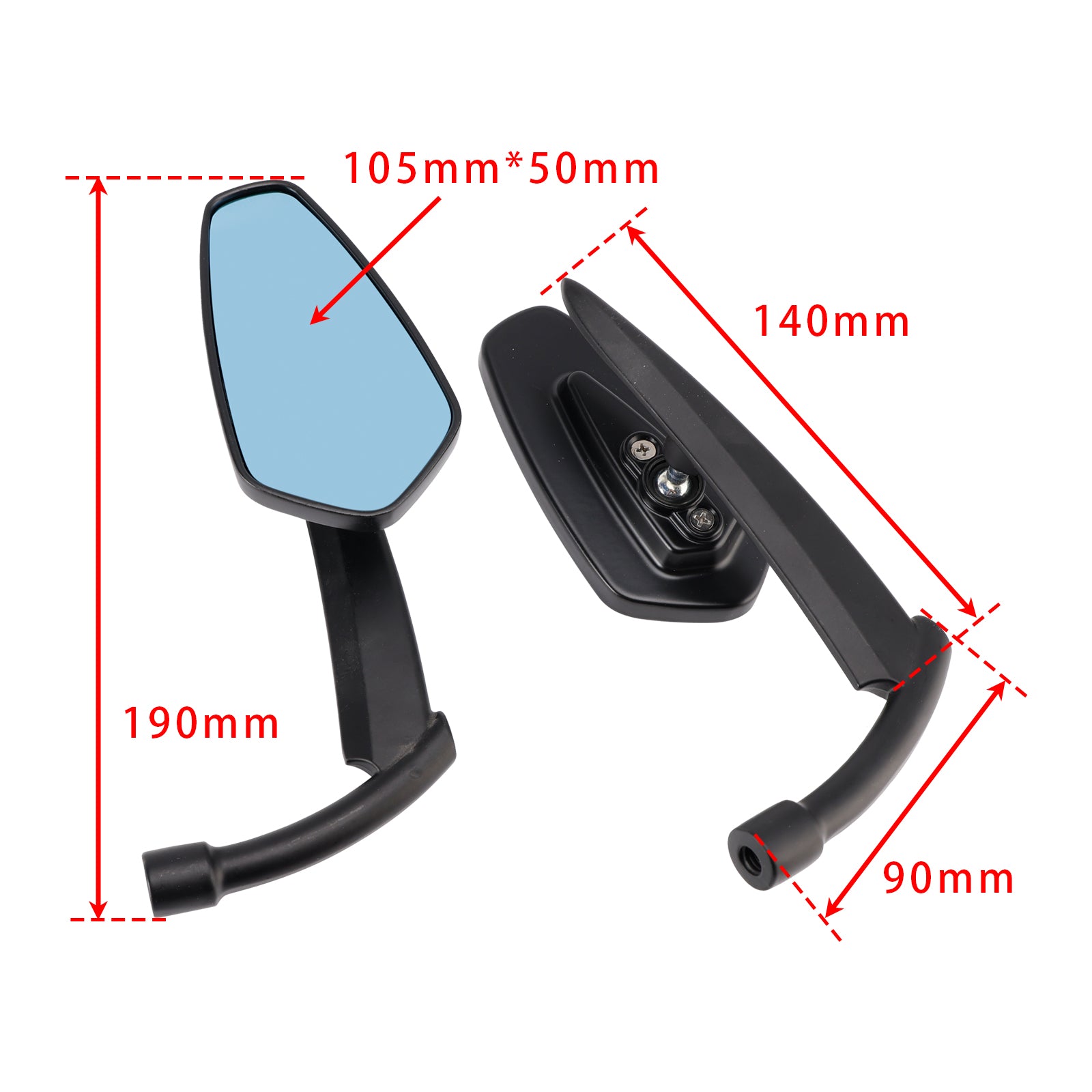Touring Cruiser Chopper Dyna Motorcycle Black Blade-shape Rearview Mirror