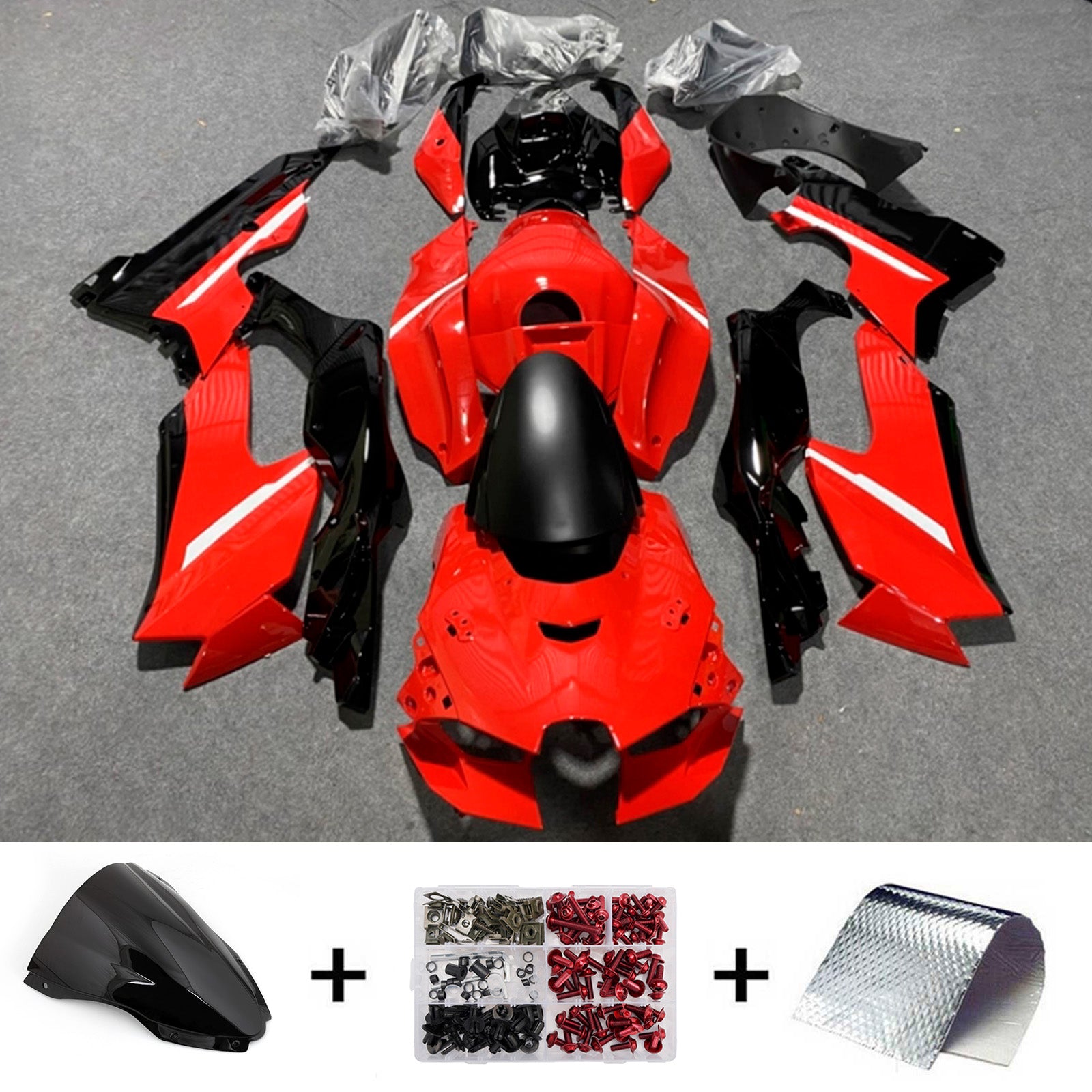 Amotopart 2021-2025 Kawasaki ZX-10R/ZX-10RR Red Black Fairing Kit