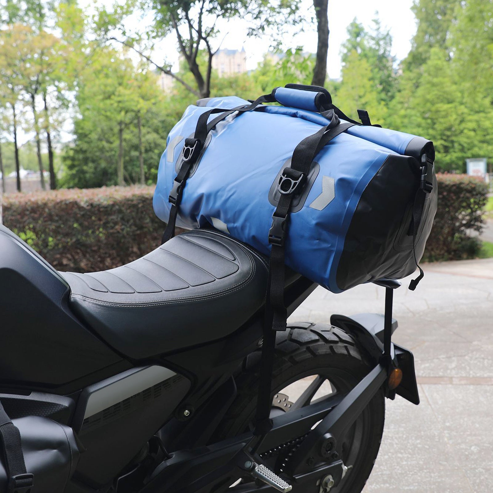 Motorcycle Universal Saddlebag Side Storage Tail Bag Pu Luggage 80L Blue