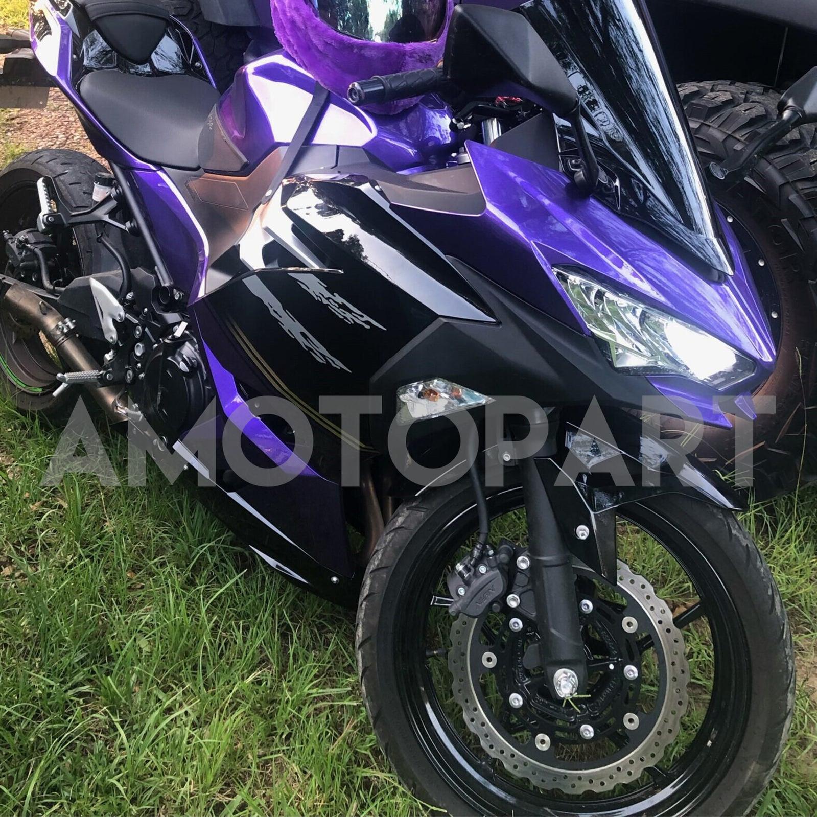 Amotopart 2018-2024 Kawasaki EX400 Ninja400 Black Dark Purple Fairing Kit