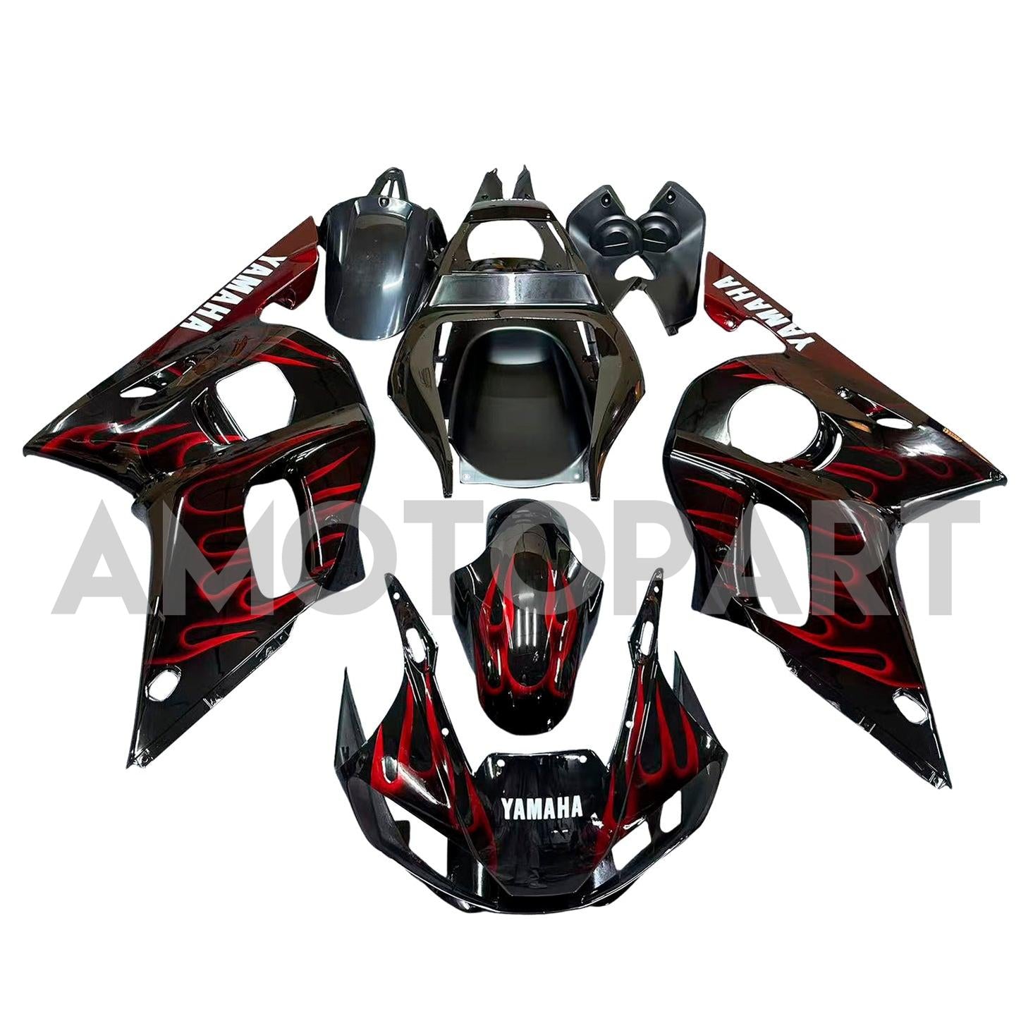 Amotopart 1998-2002 Yamaha YZF 600 R6 Black Red Fairing Kit