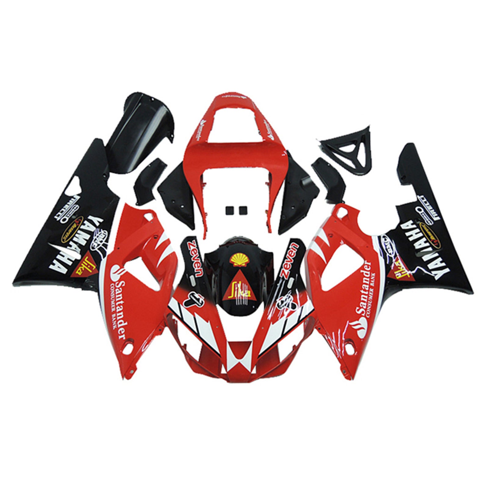 Amotopart 1998-1999 Yamaha YZF 1000 R1 Rouge&Kit de carénage Black Style2