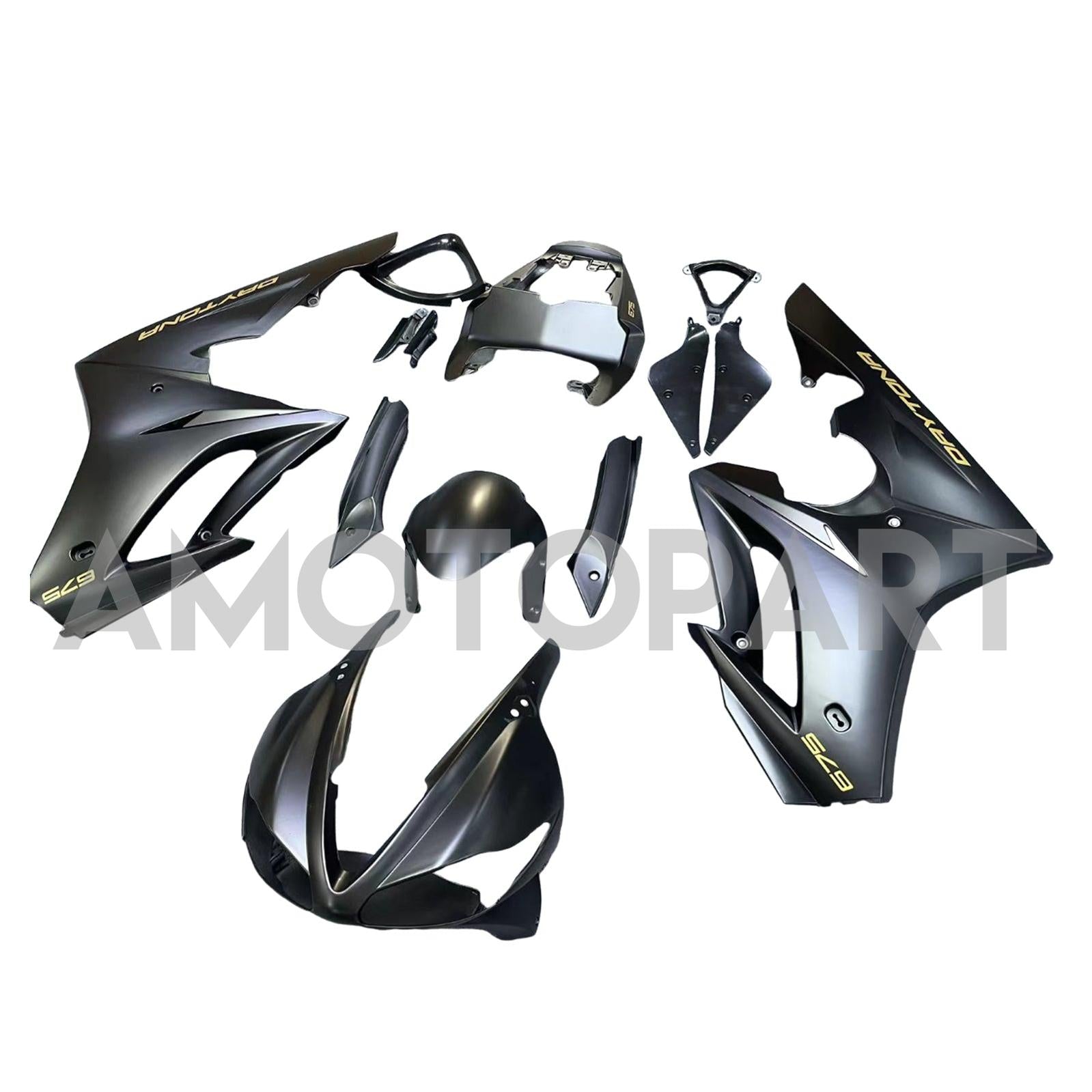 Amotopart 2009-2012 Triumph Daytona 675 Black Gold Fairing Kit