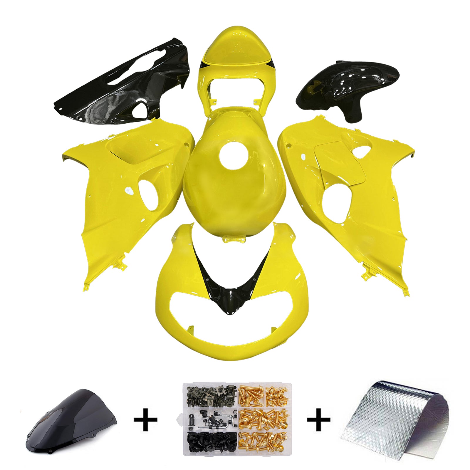 Amotopart 1998-2003 Suzuki TL1000R Yellow Black Fairing Kit