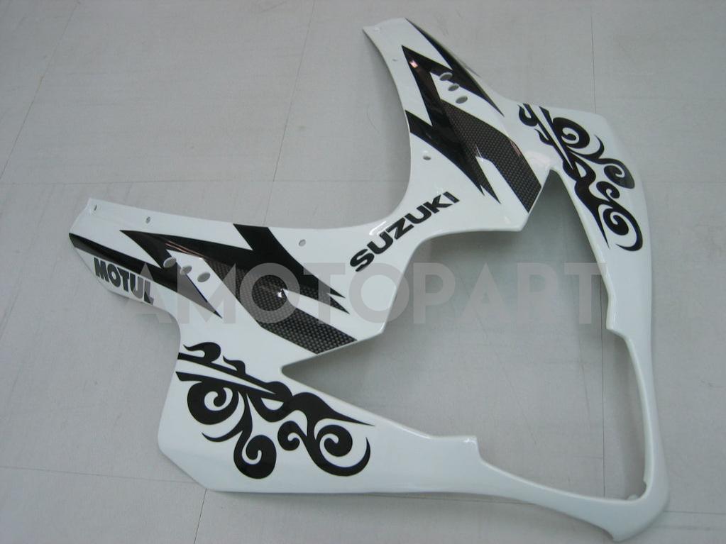 Amotopart 2005-2006 Suzuki GSXR1000 K5 Weiß mit schwarzem Streifenverkleidungskit