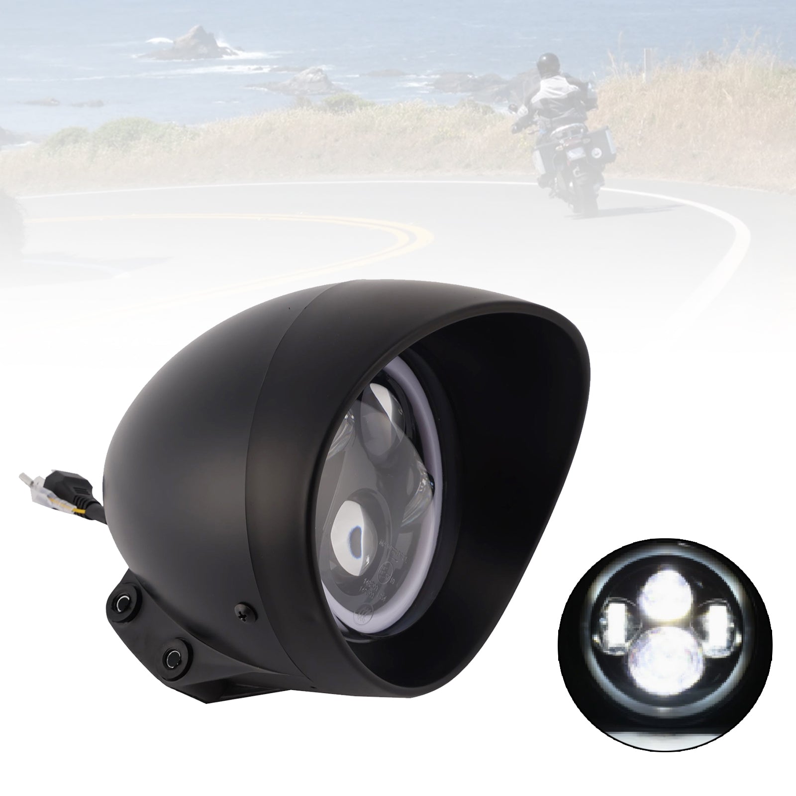 5.75" Cruise Cafe Racer Motorcycle Spotlight Headlight Led 4000lm Chrome