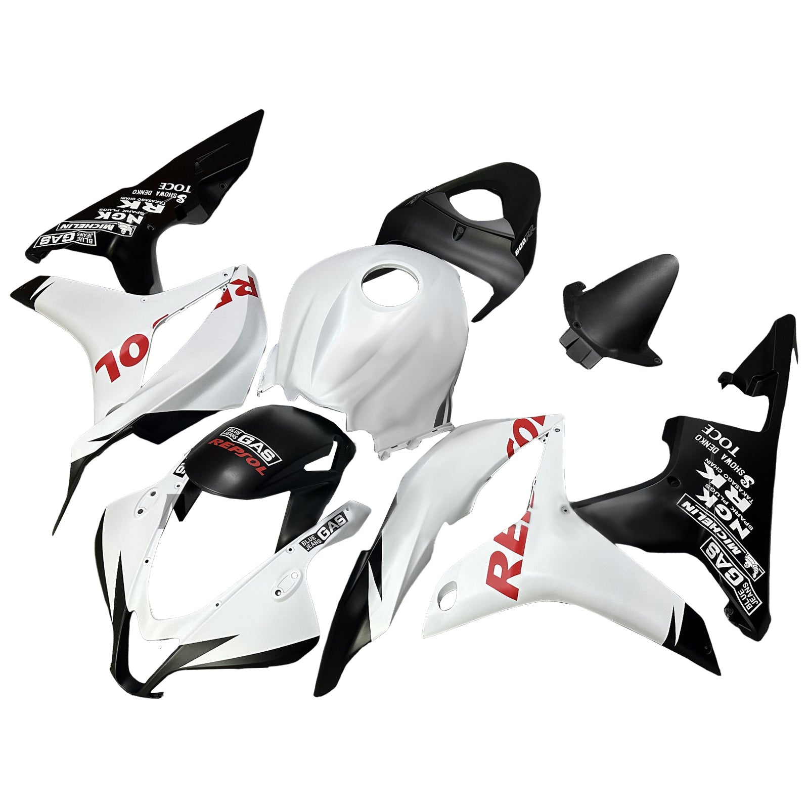Amotopart 2007-2008 Honda CBR600RR Matte Black White Fairing Kit