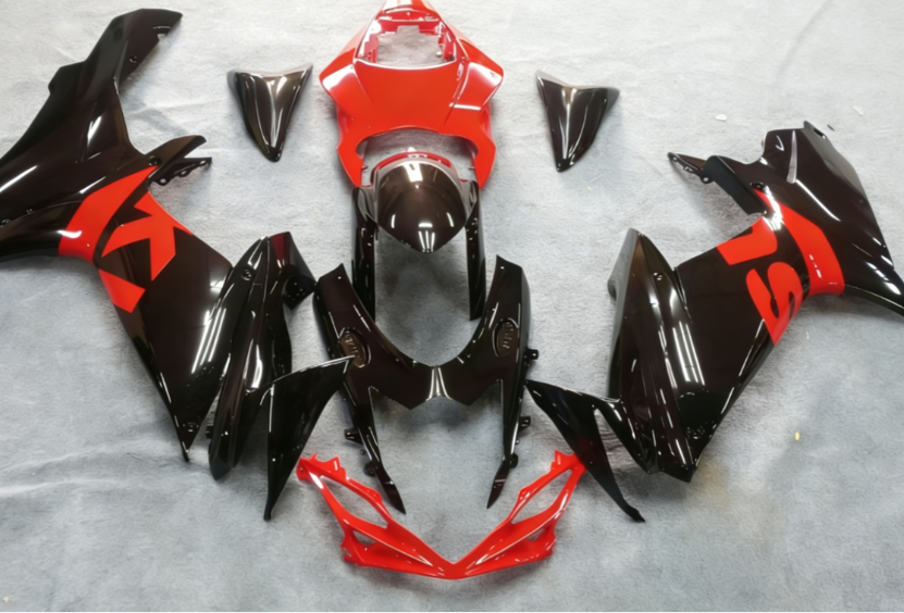 Amotopart Suzuki 2011-2026 GSXR 600/750 Black With Red Logo Fairing Kit