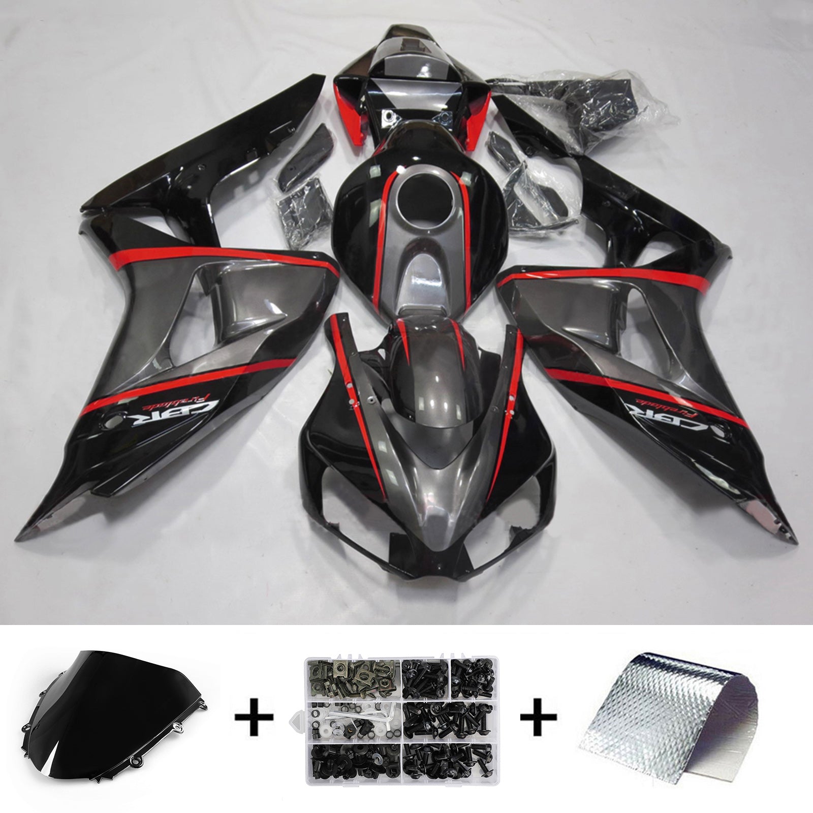 Amotopart 2006-2007 Honda CBR1000RR Black Red Fairing Kit