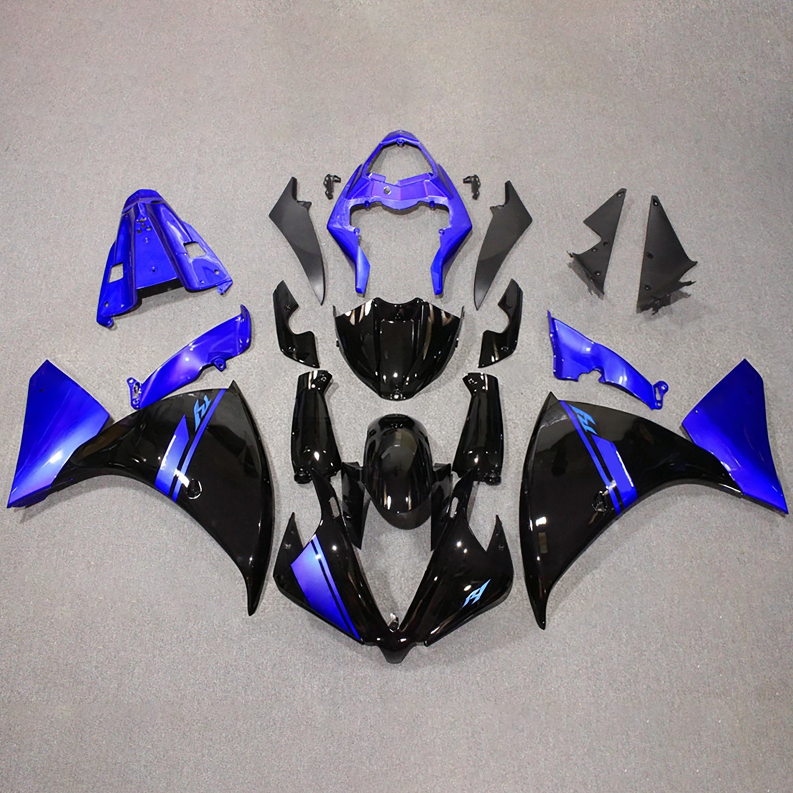 Amotopart 2009-2011 Yamaha YZF-R1 Black/Blue Fairing Kit