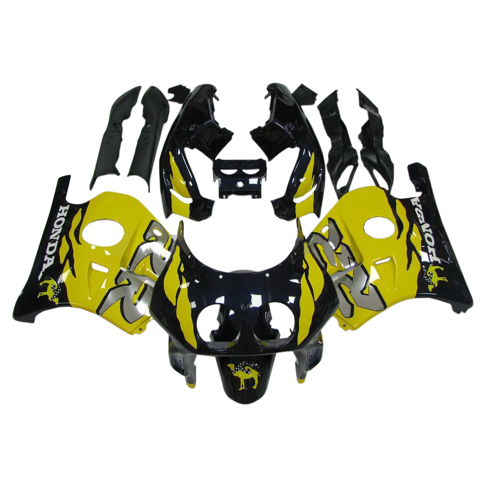 Amotopart 1990-1998 Honda CBR250RR MC22 Black Yellow Fearing Kit