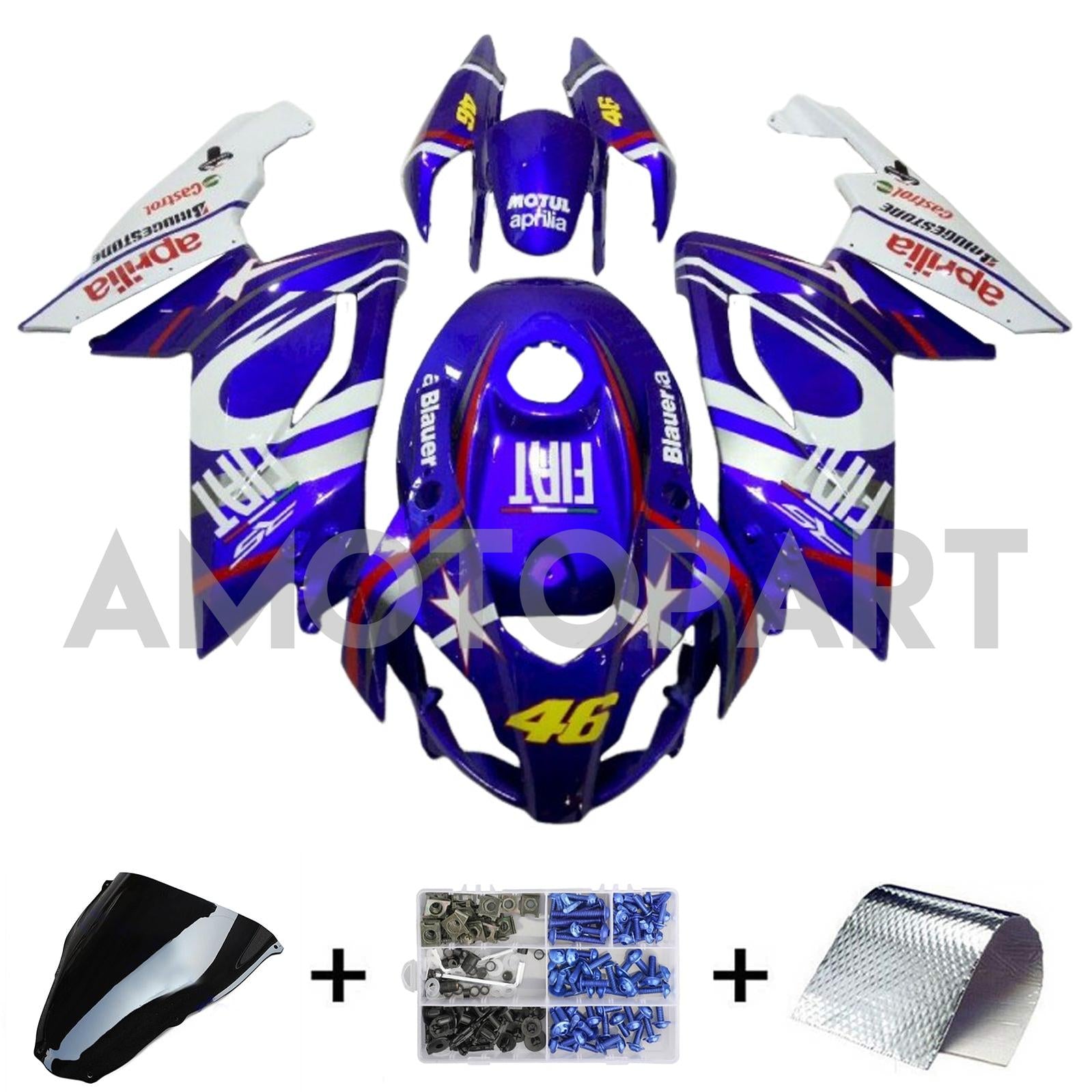 Amotopart 2006-2011 RS125 Aprilia Dark Blue&White Fairing Kit